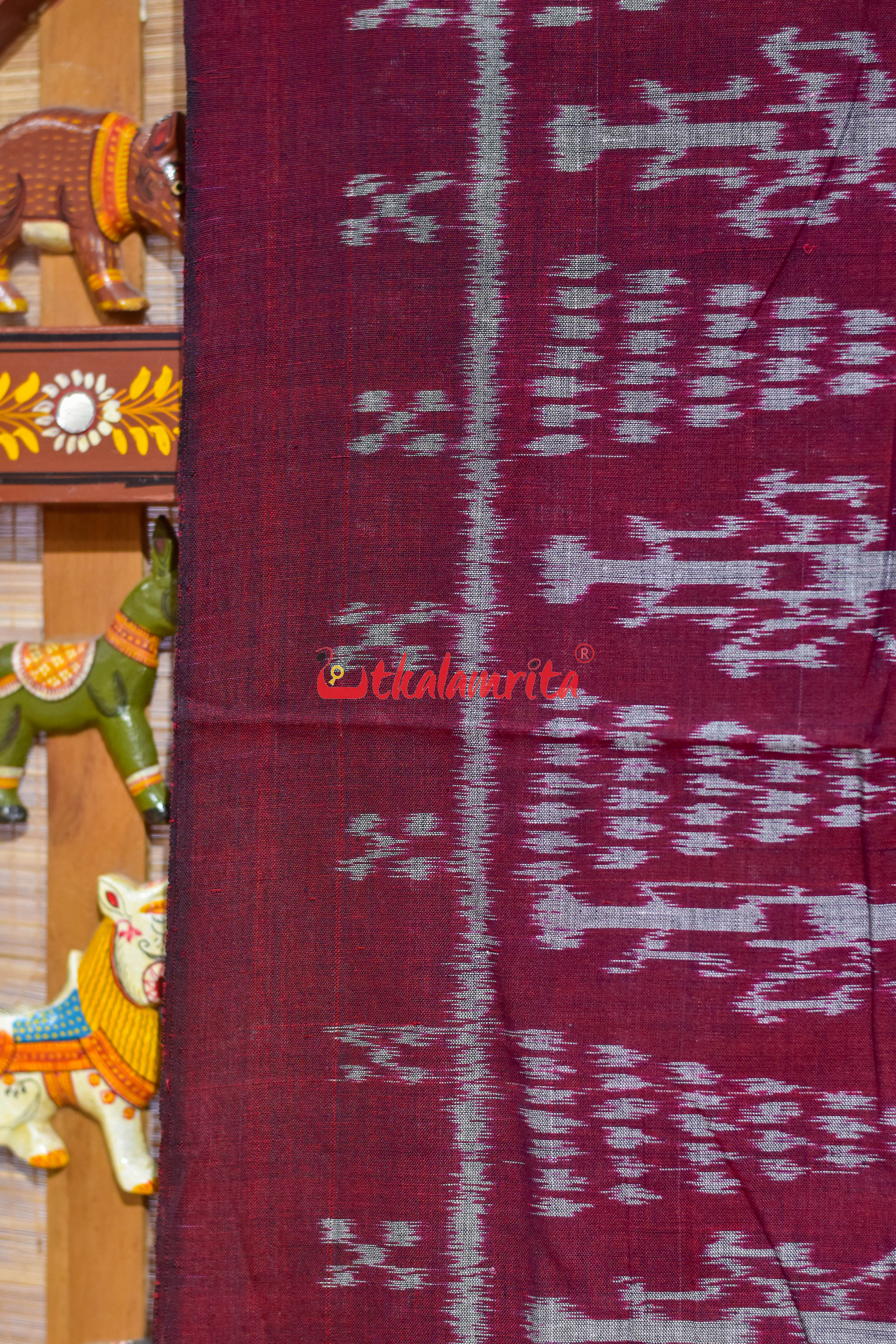 Maroon Thikiri Gacha Design Khandua Cotton Saree