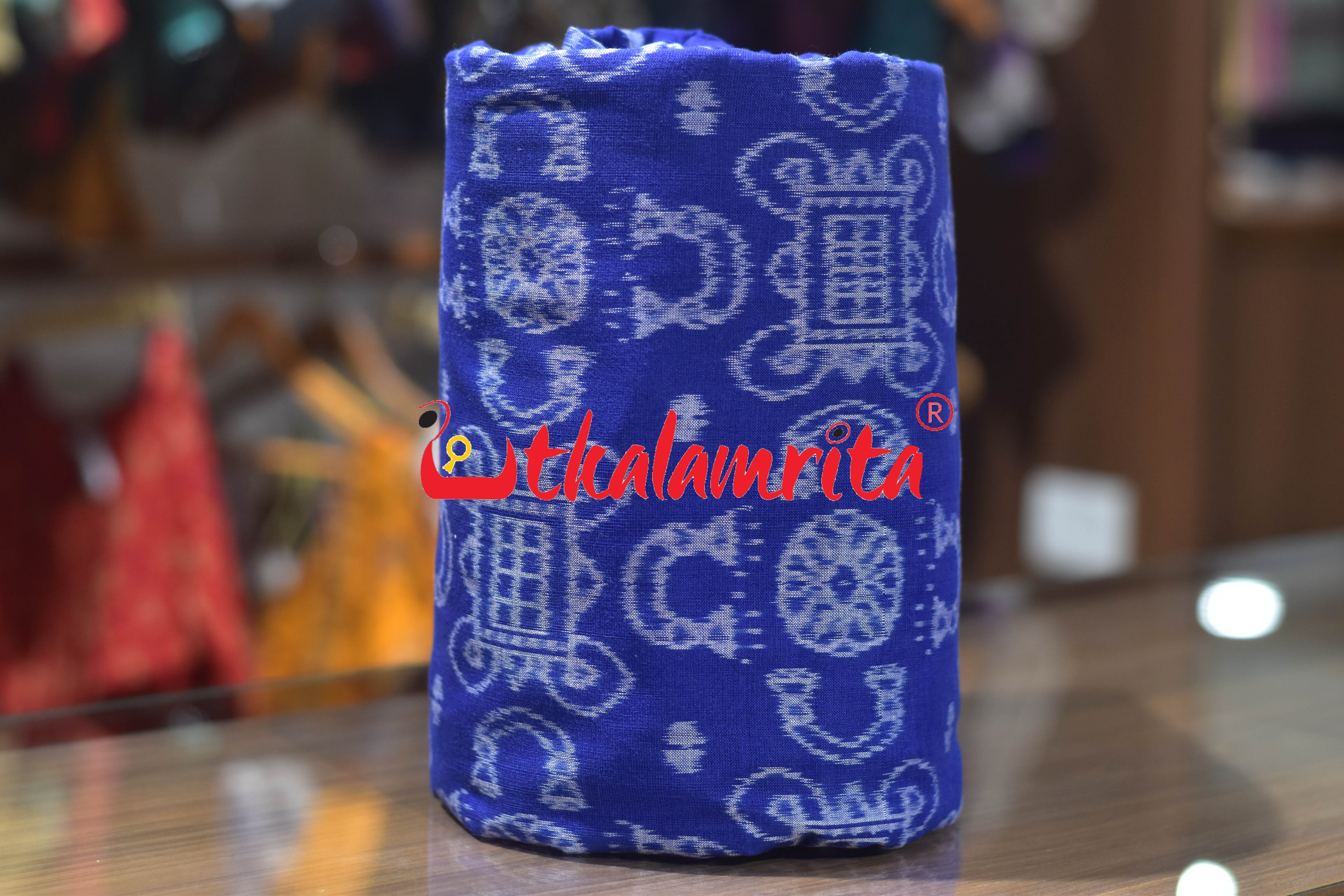 Sree Jantra Lakhmi Pada Blue Sambalpuri Cotton (Fabric)