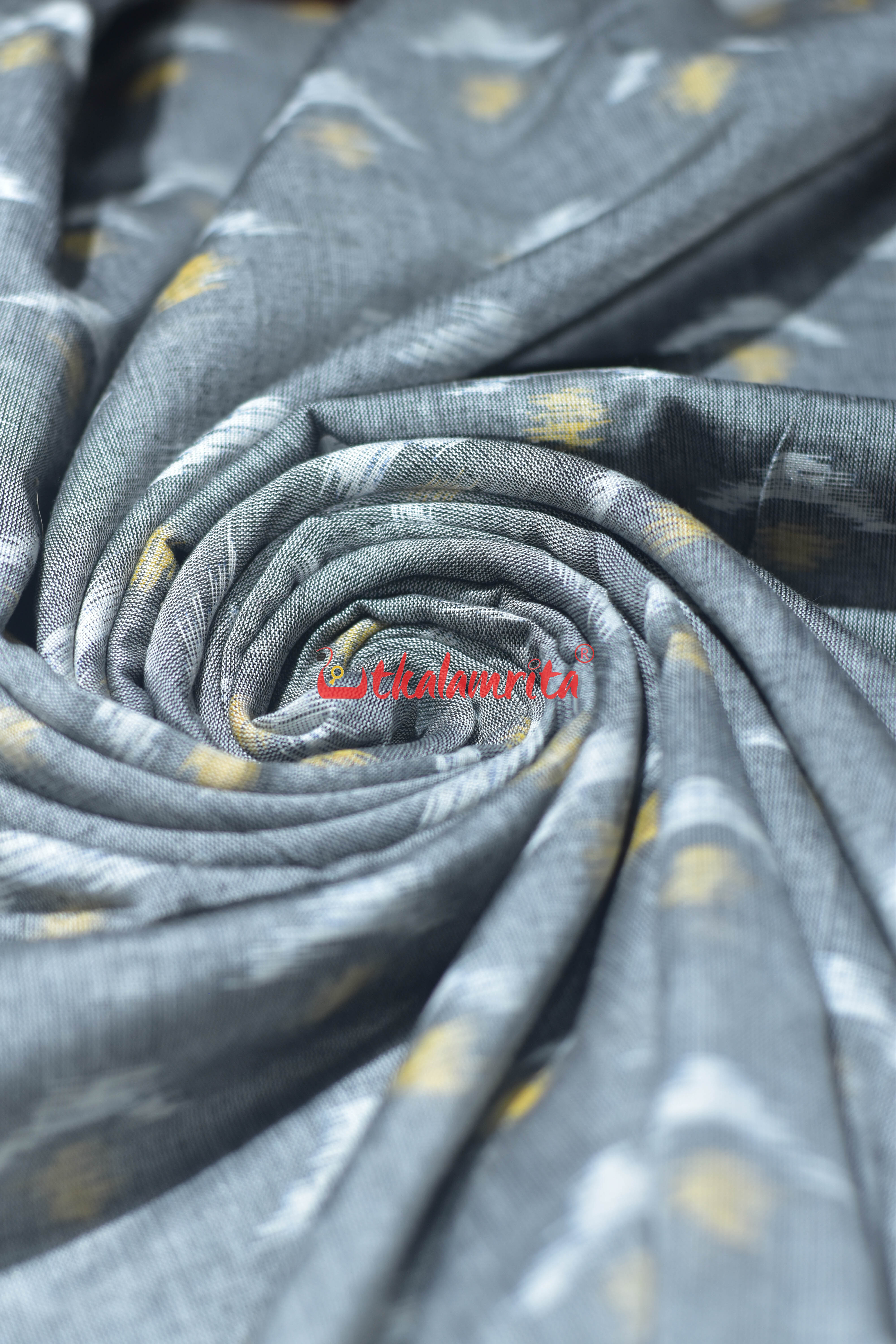 Grey Yellow Chandrika Ikat Cotton (Fabric)