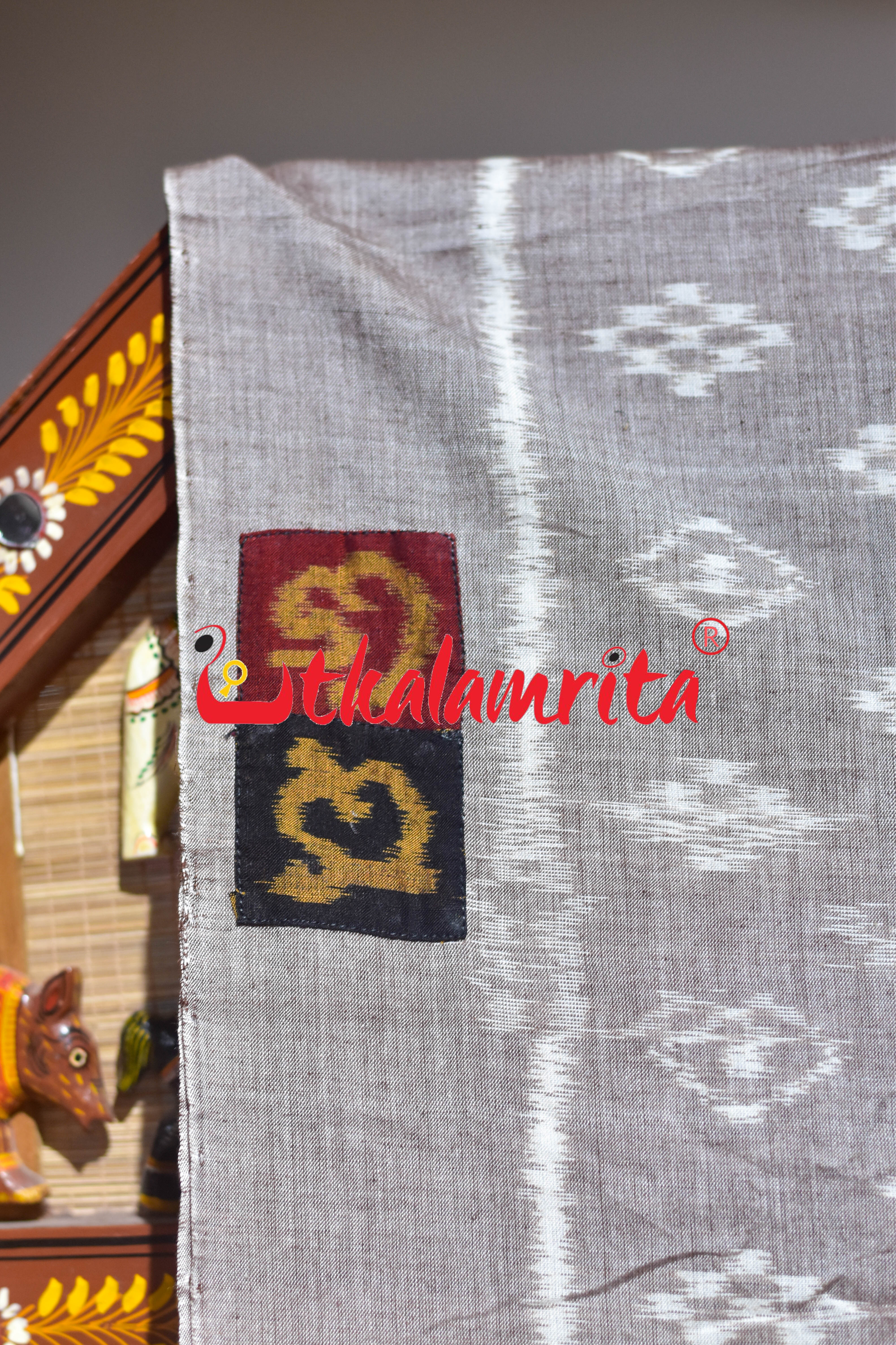 Gol Thikiri Single Ikat Odia Alphabets Anchal Designer Cotton Saree
