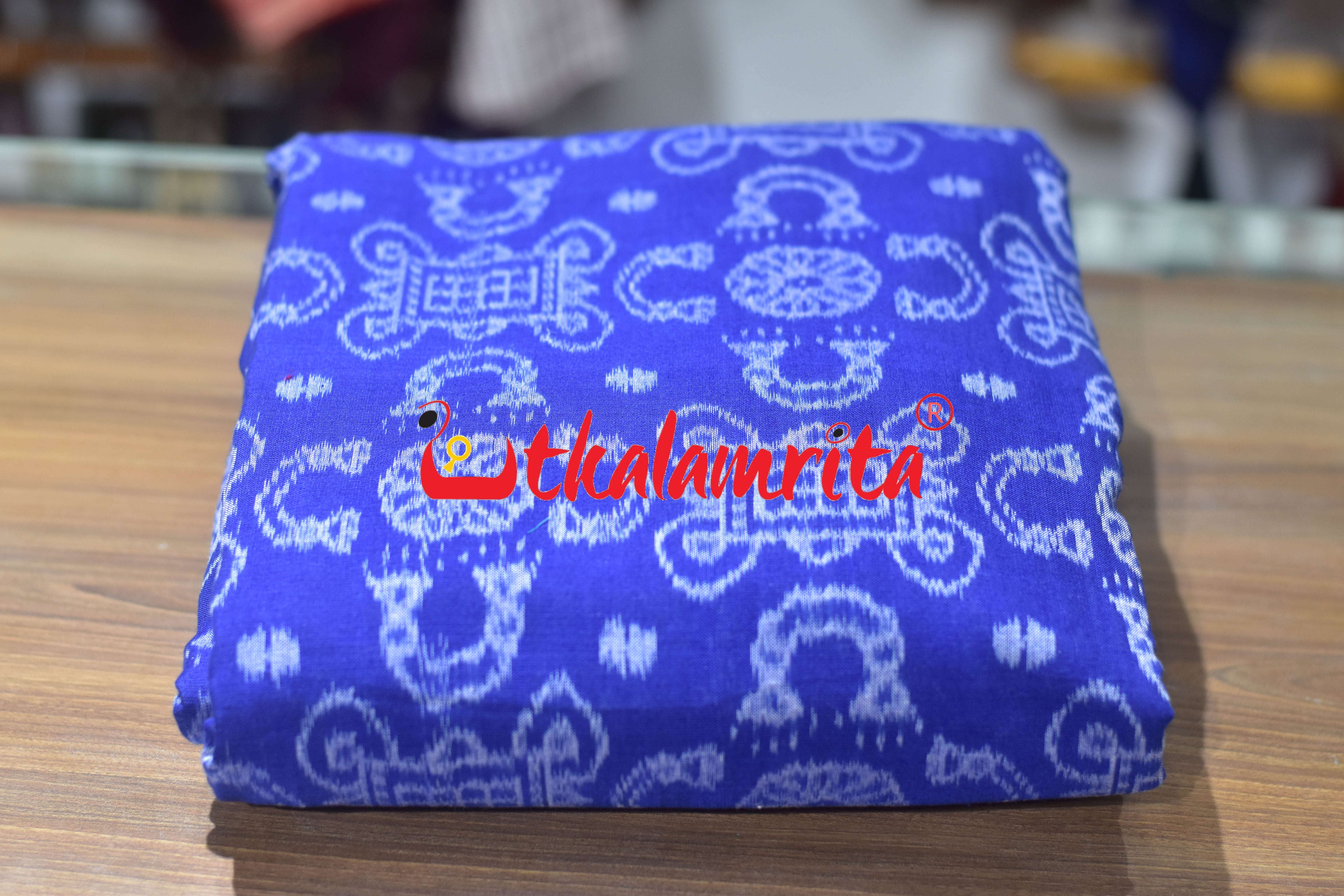 Sree Jantra Lakhmi Pada Blue Sambalpuri Cotton (Fabric)