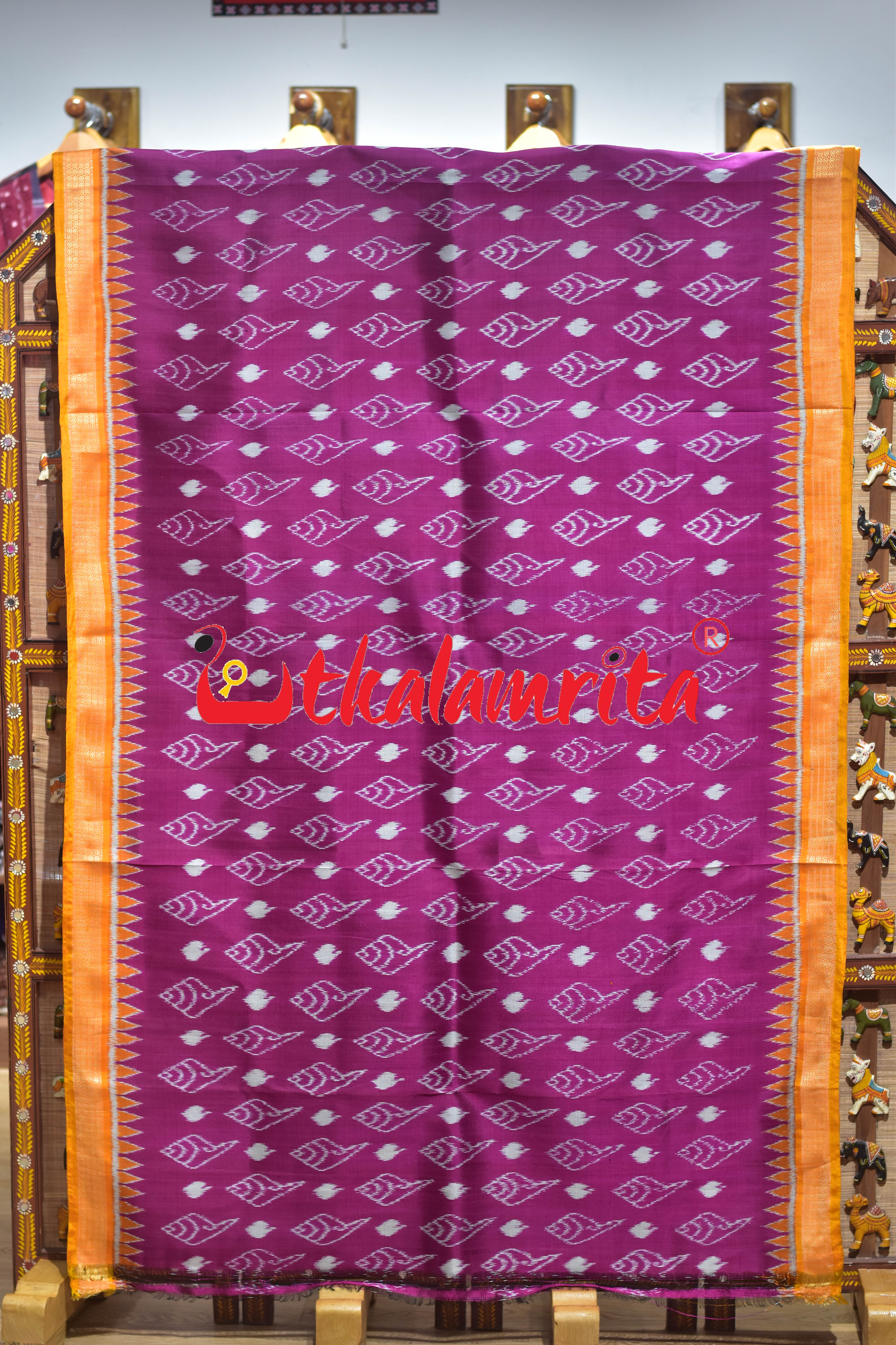 Rani Sankha with Yellow Border Khandua Silk Saree