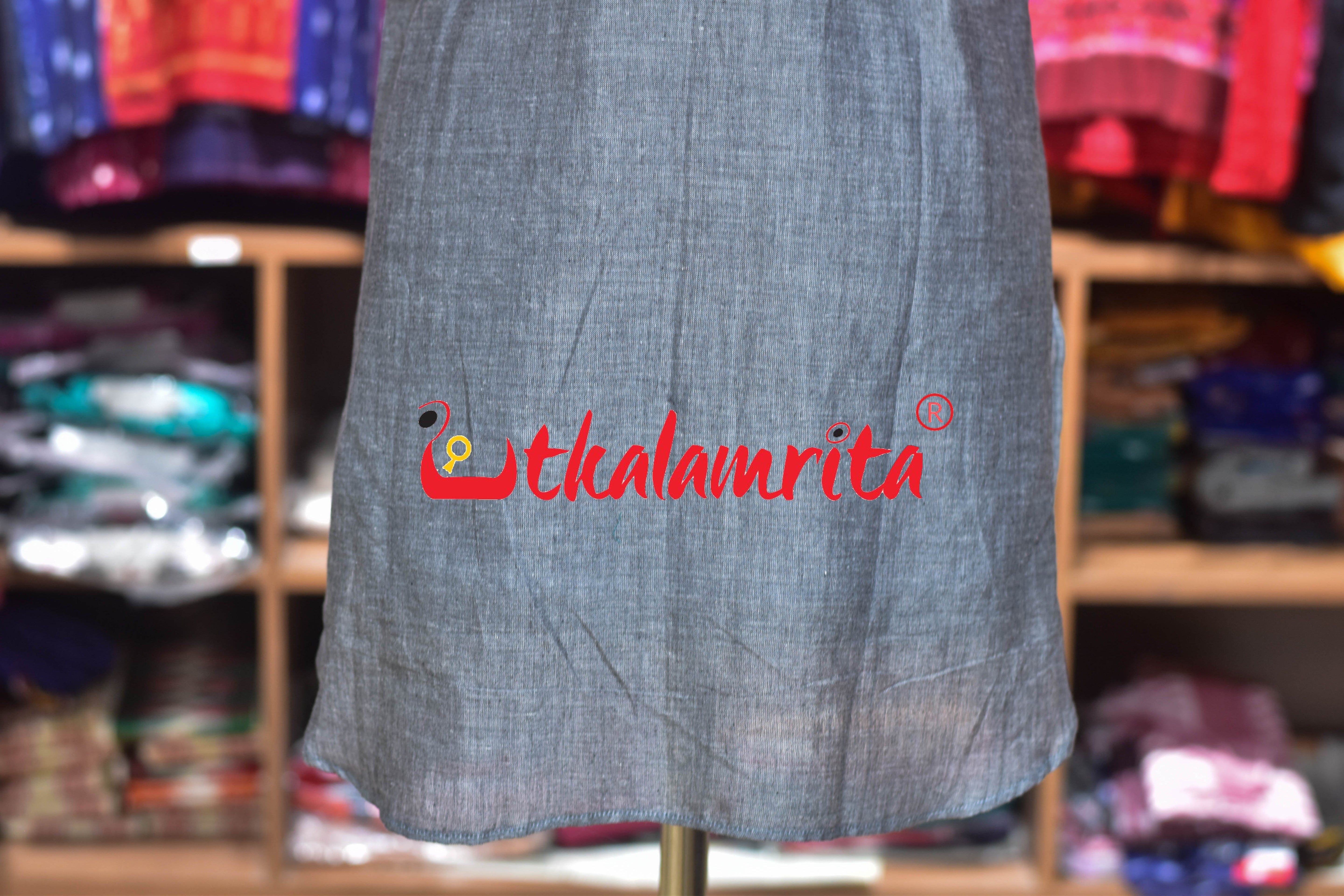 Grey Dual Elephants Pattachitra (Ladies' Kurti)