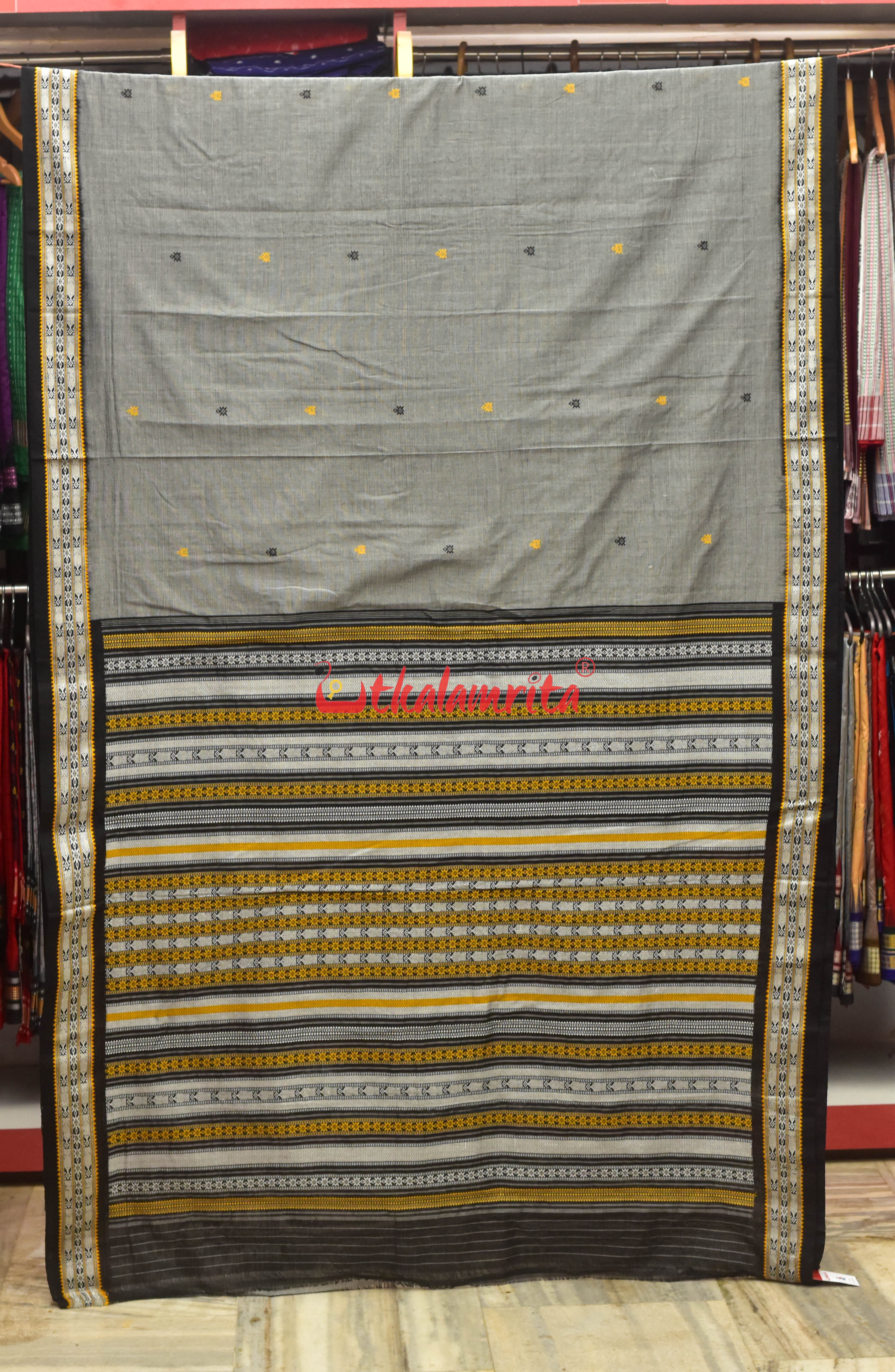 Nuapatna Habaspuri Grey Cotton Saree