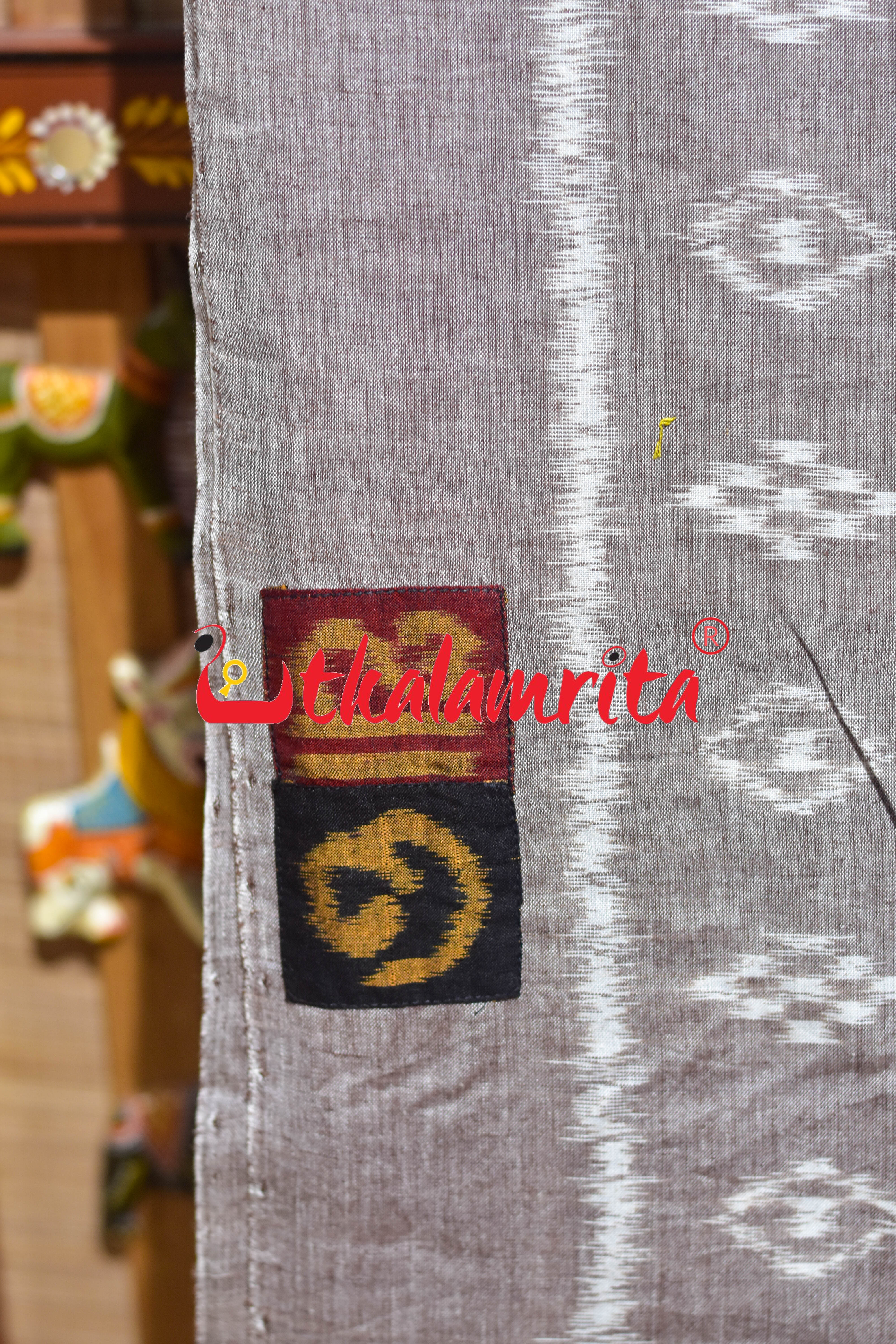 Gol Thikiri Single Ikat Odia Alphabets Anchal Designer Cotton Saree