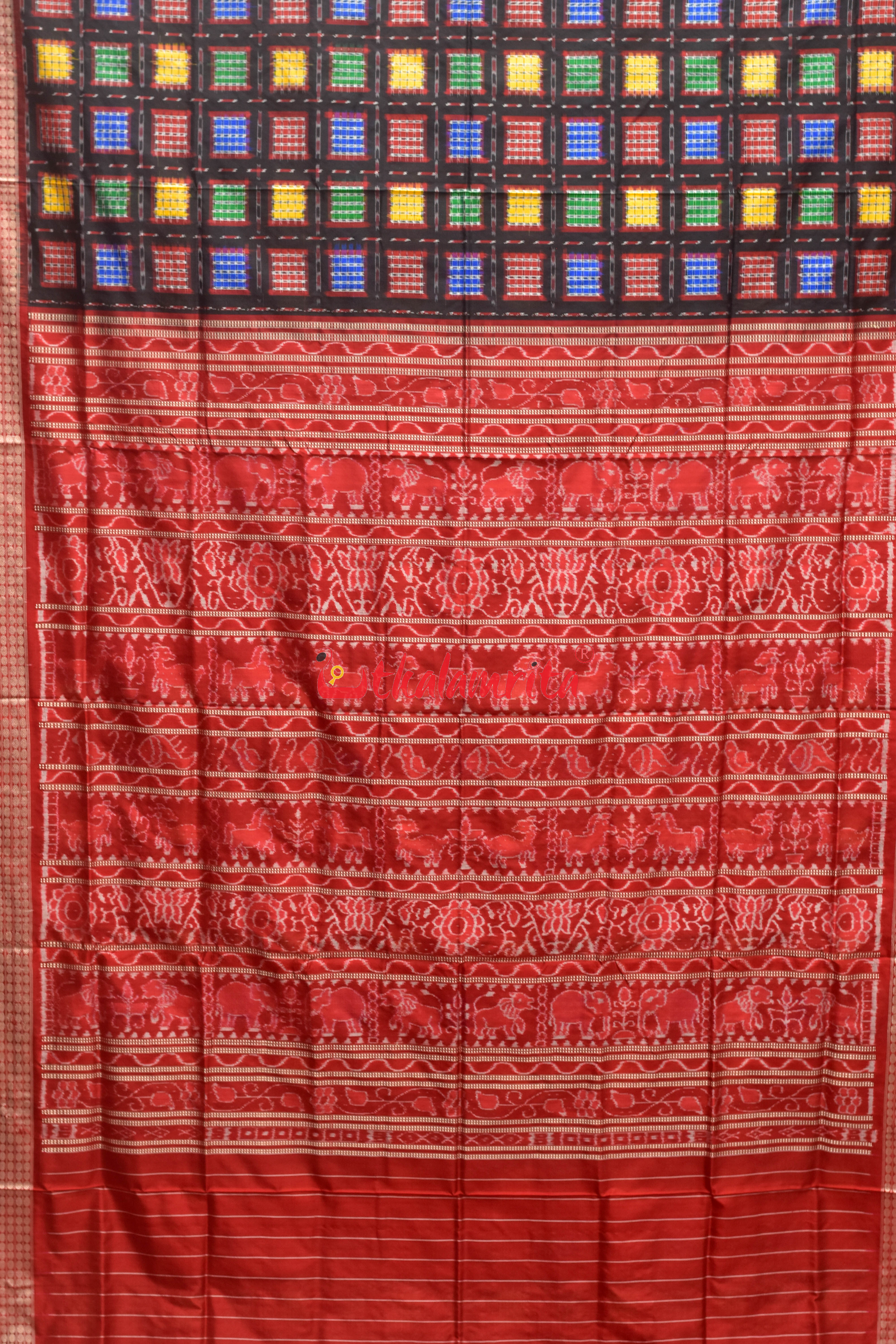 Black Mini Aswini Sambalpuri Silk Saree