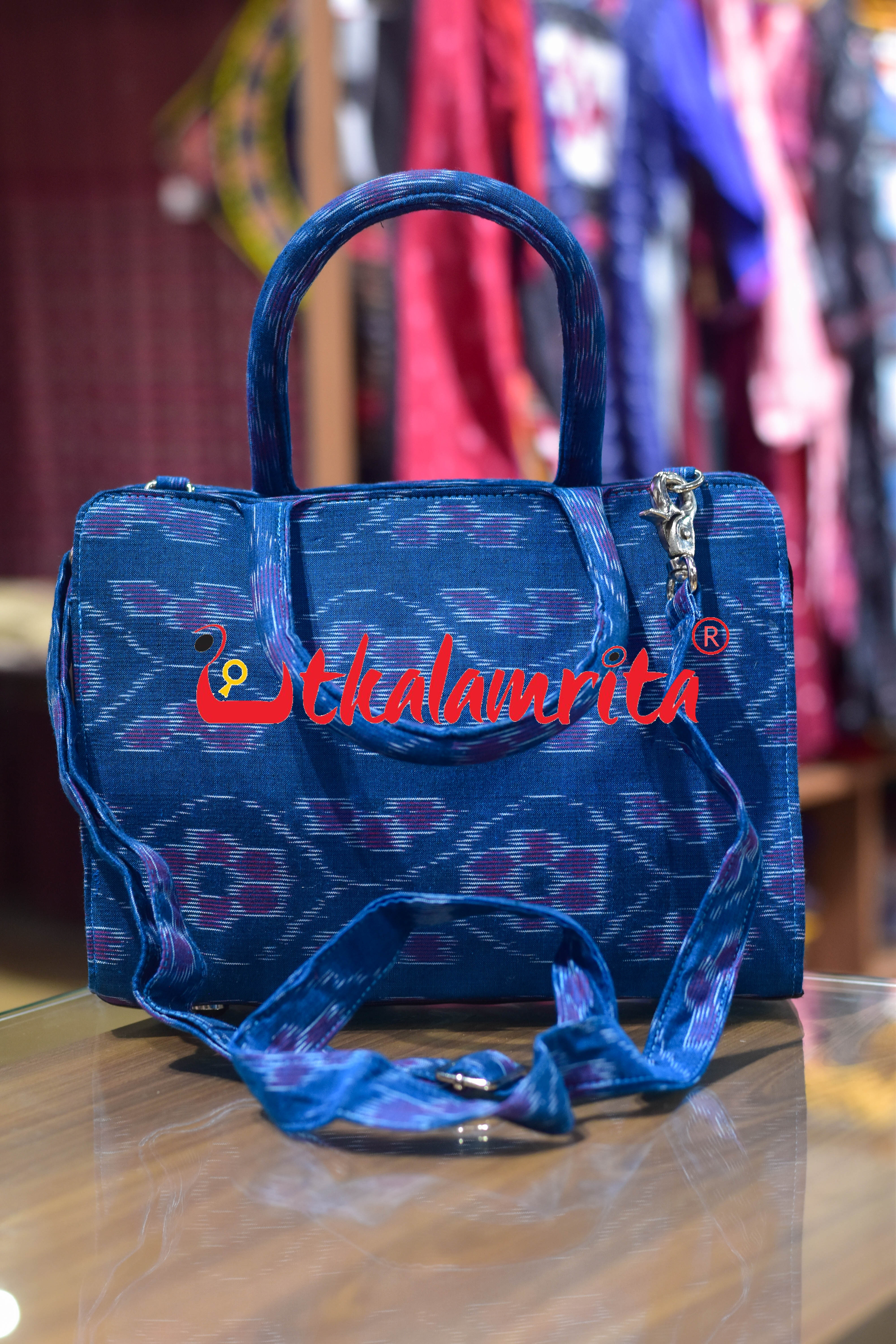 Teal Tetris Medium Vanity Bag