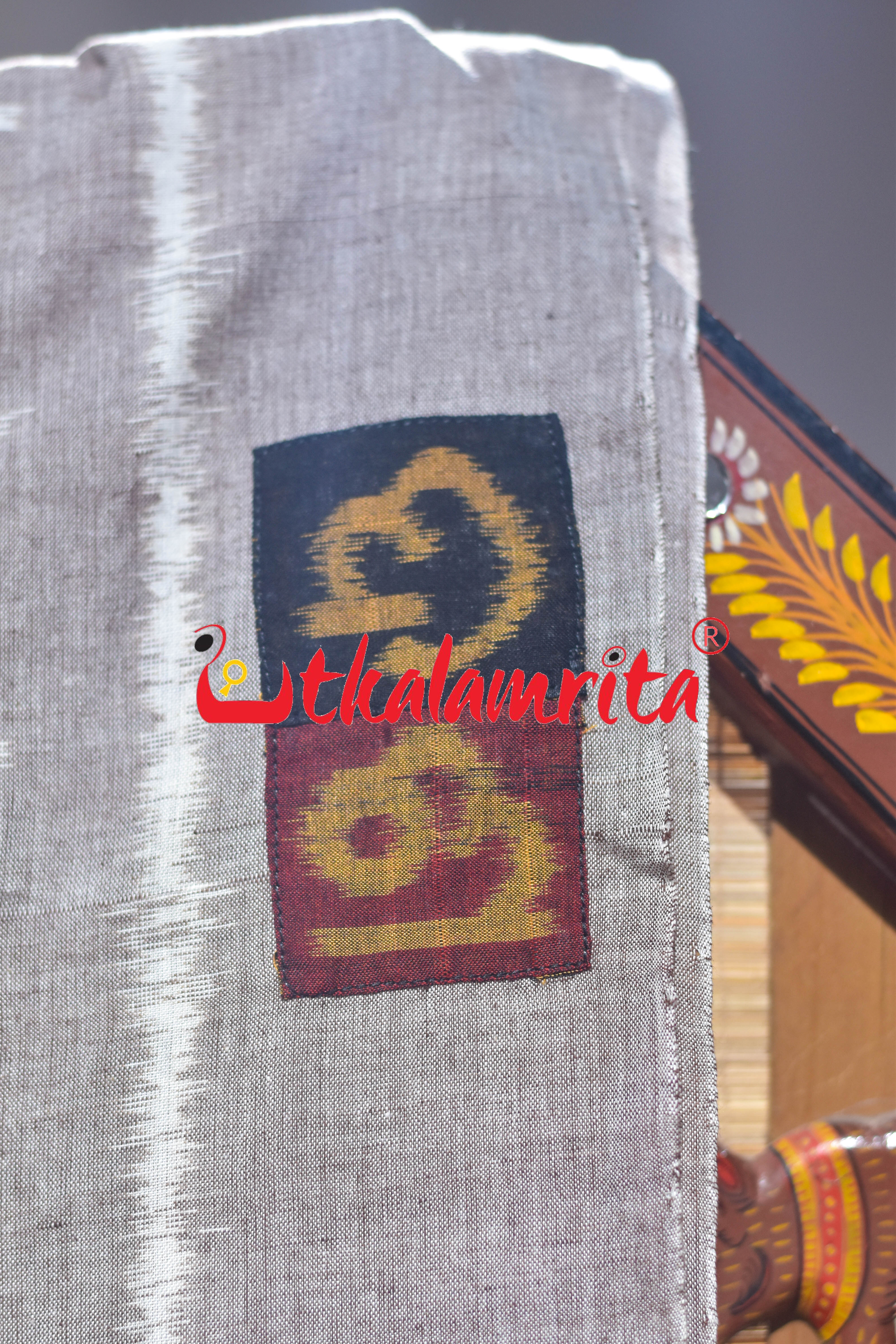 Gol Thikiri Single Ikat Odia Alphabets Anchal Designer Cotton Saree