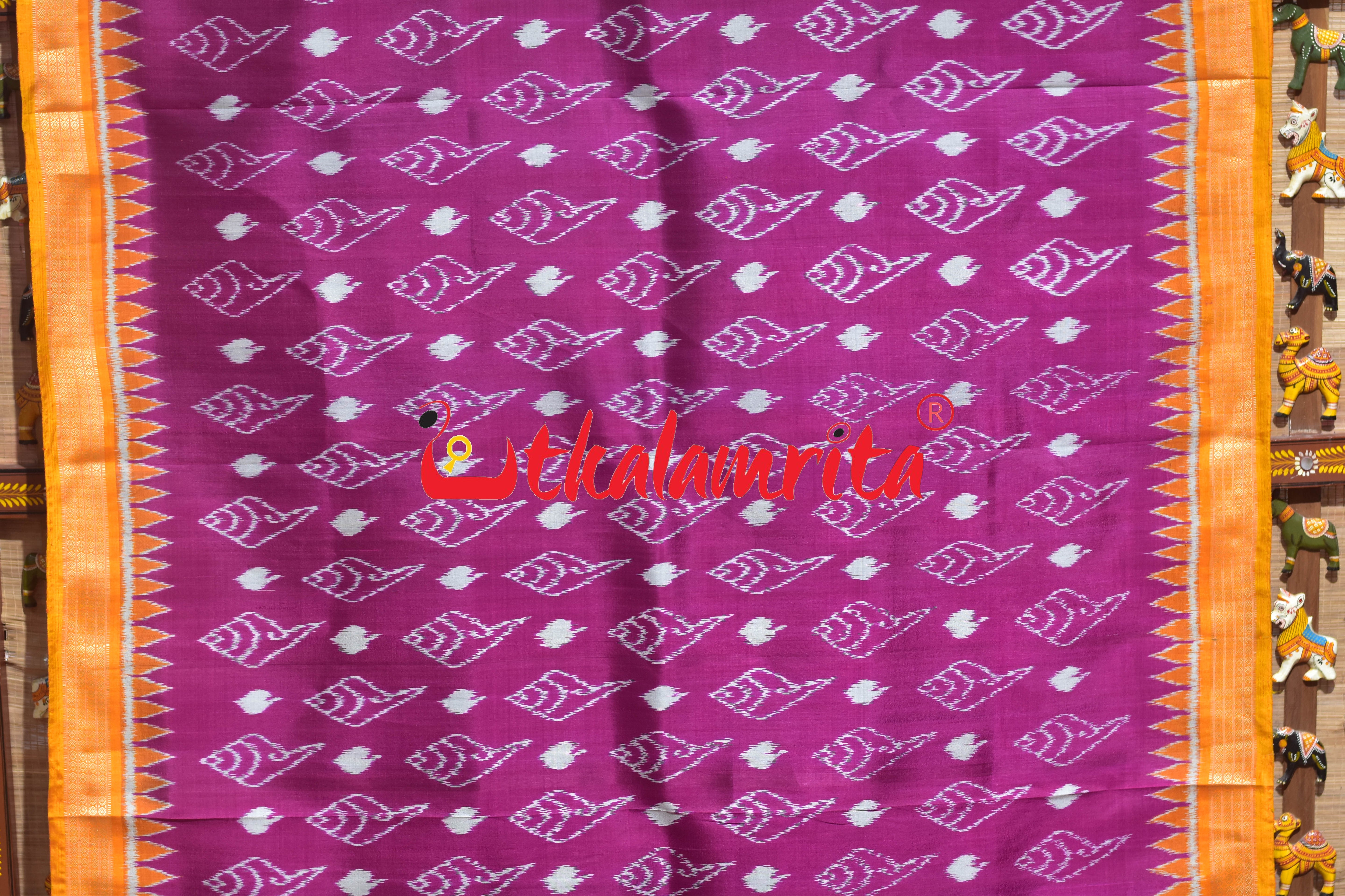 Rani Sankha with Yellow Border Khandua Silk Saree