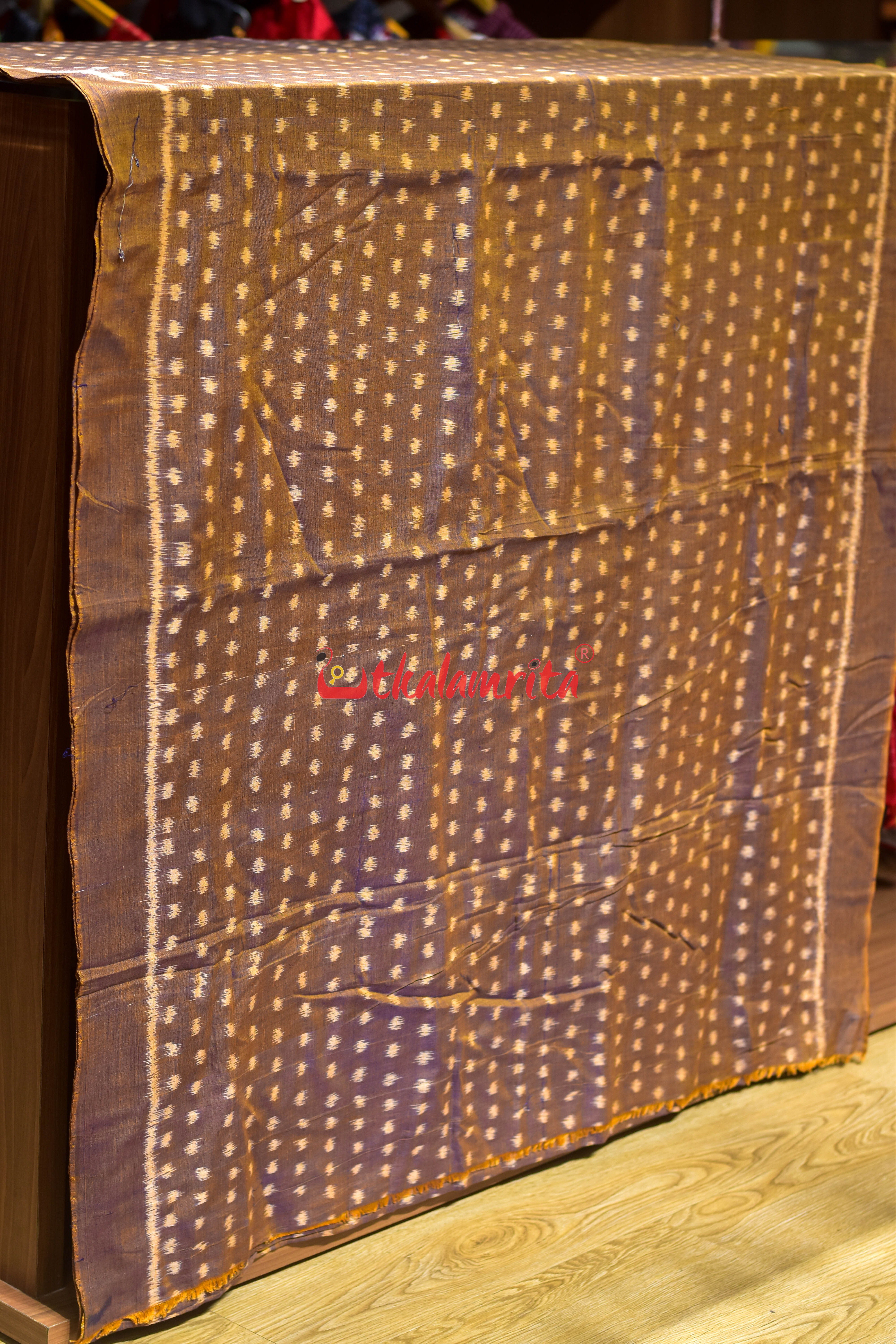 Golden Double Shade Godi Bindu Ikat Cotton (Fabric)