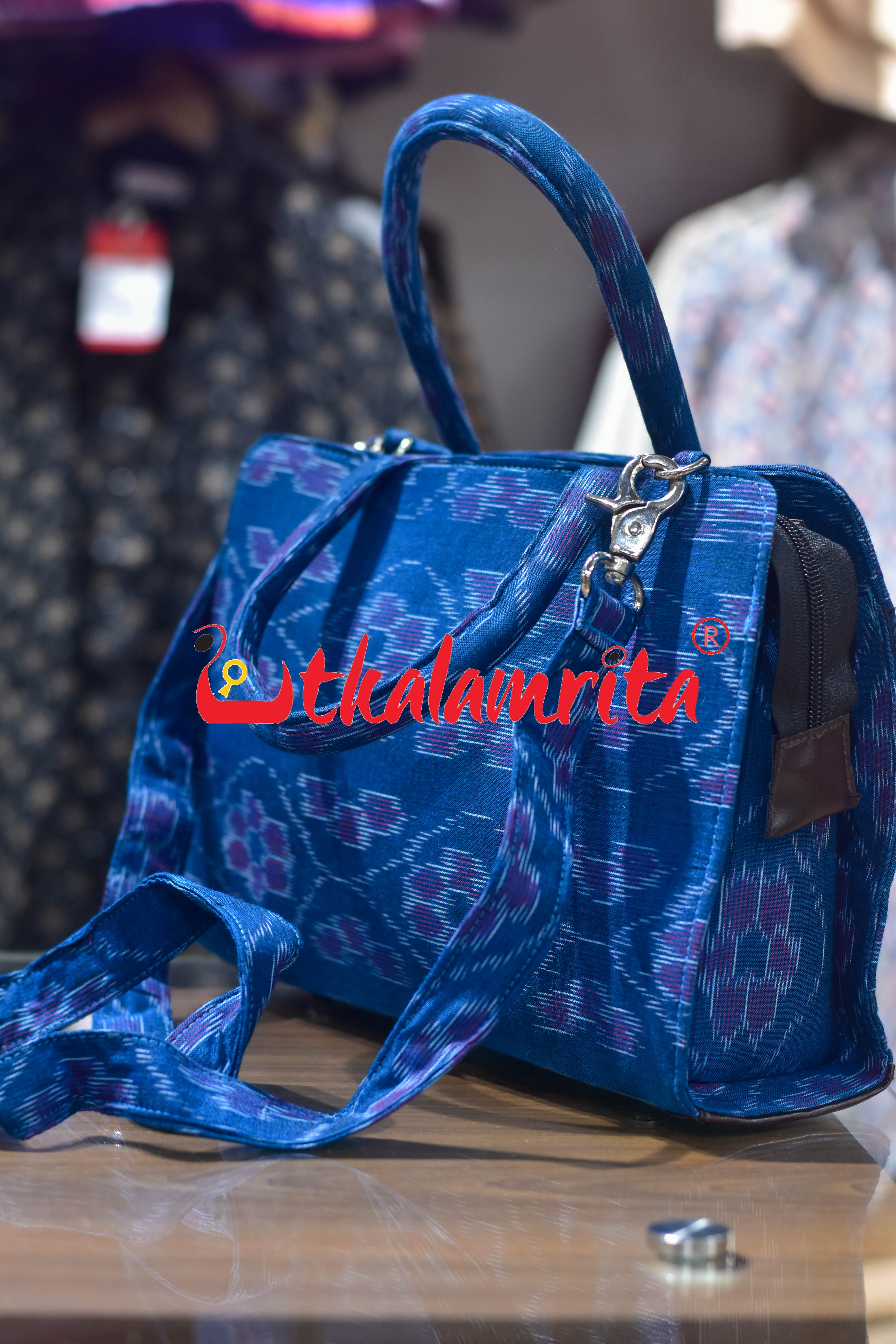 Teal Tetris Medium Vanity Bag