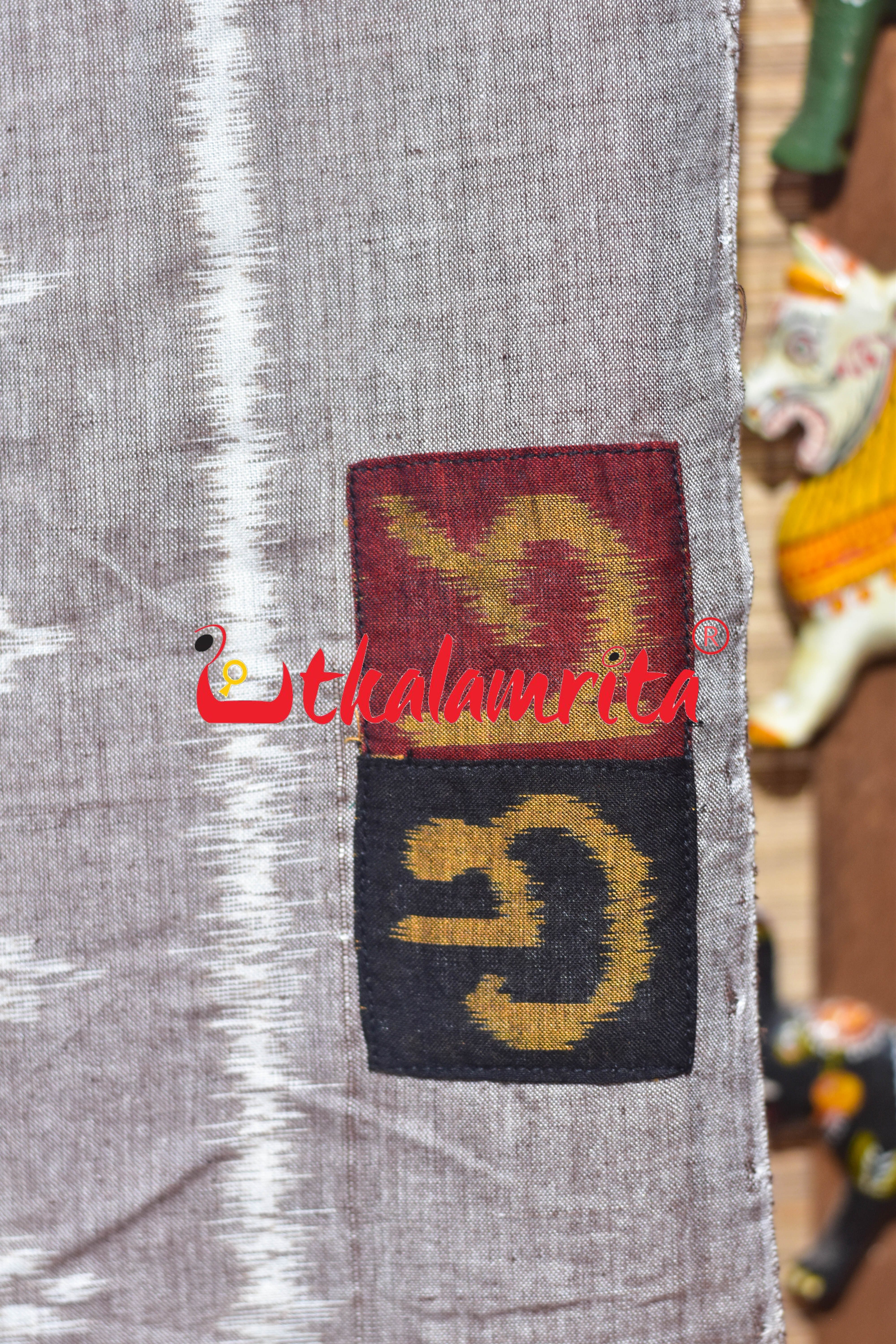 Gol Thikiri Single Ikat Odia Alphabets Anchal Designer Cotton Saree