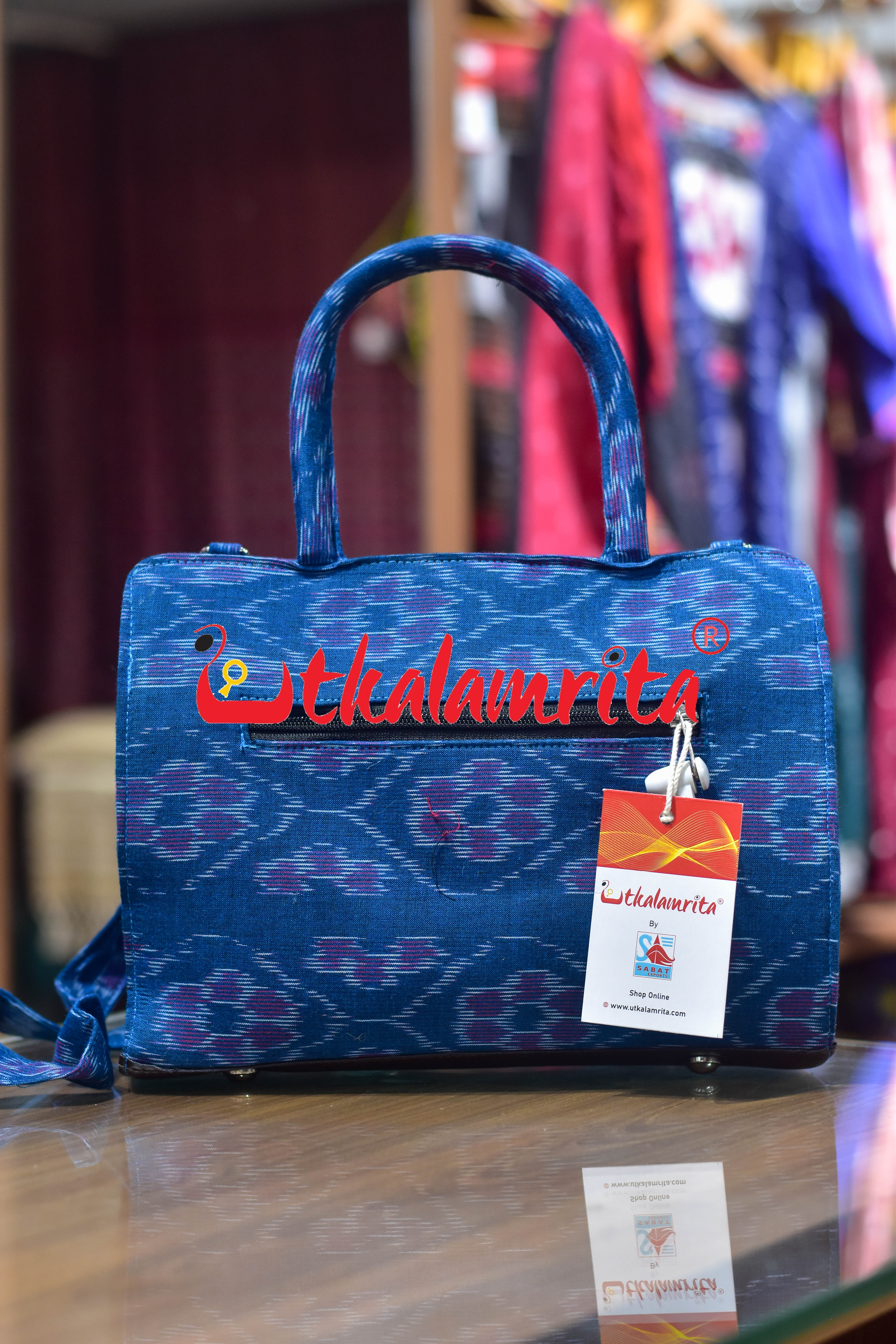 Teal Tetris Medium Vanity Bag