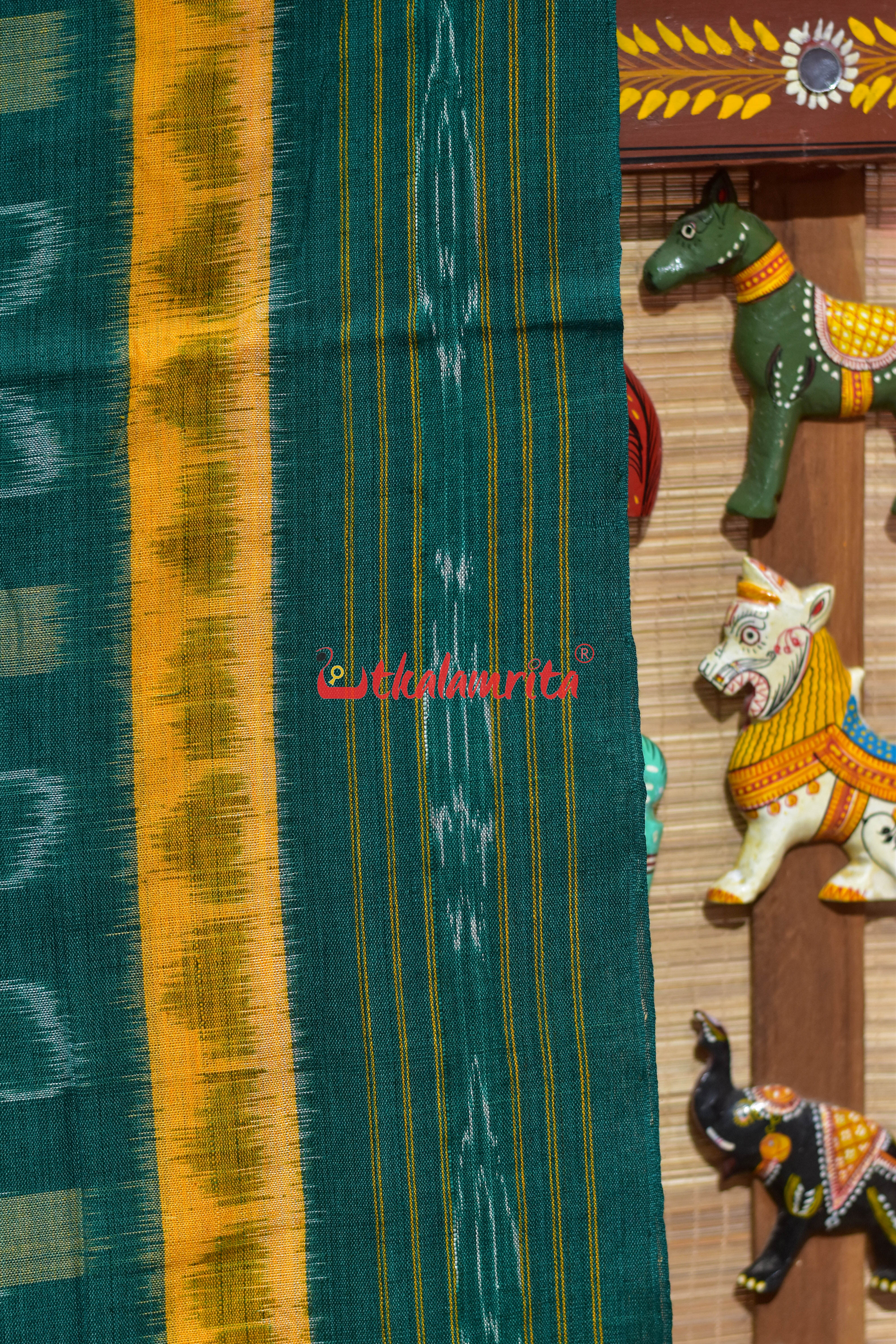 Hycco Yellow Green Khandua Cotton Saree
