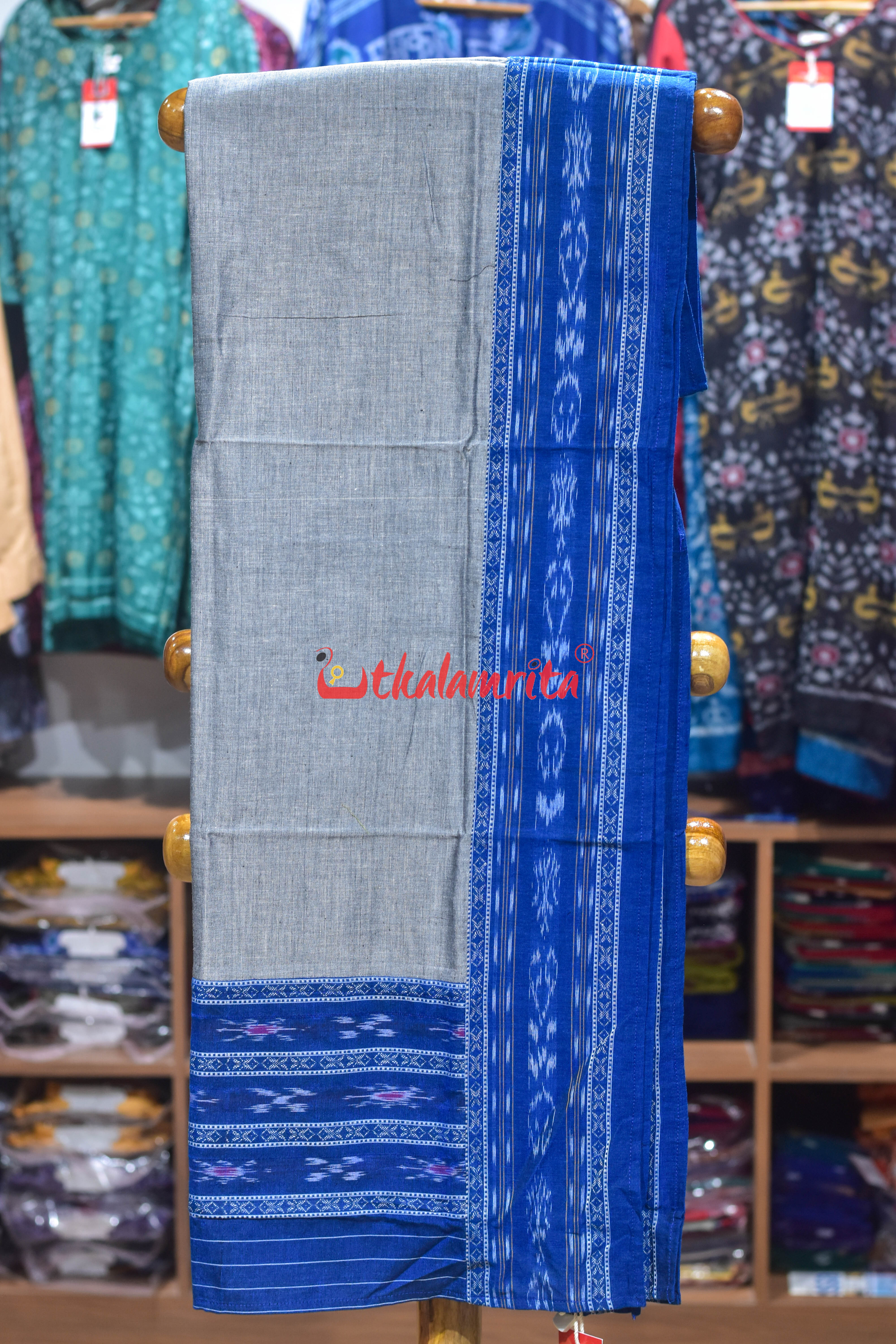 Teal Blue with Grey Pasapali Long Flower Dress Set