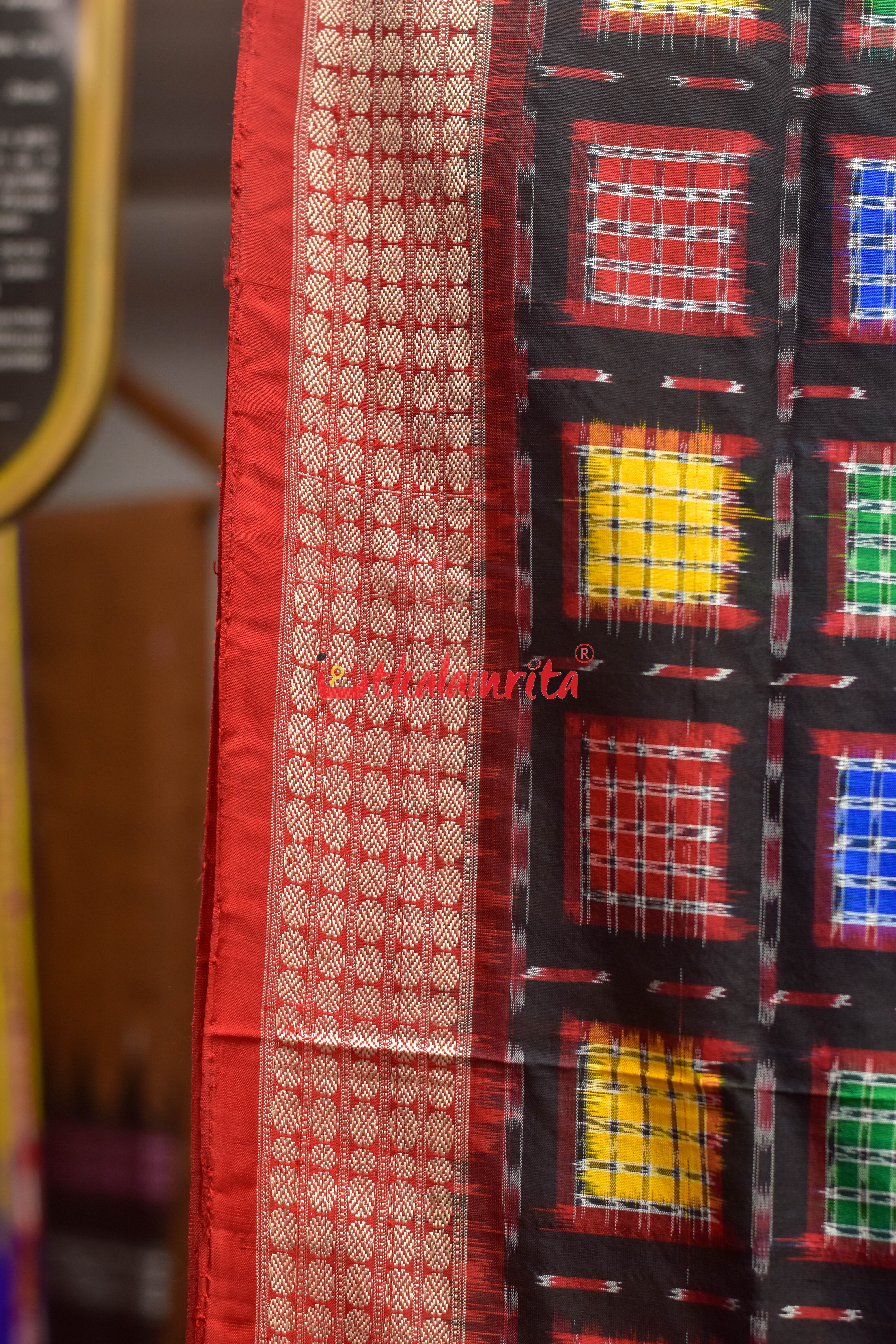 Black Mini Aswini Sambalpuri Silk Saree