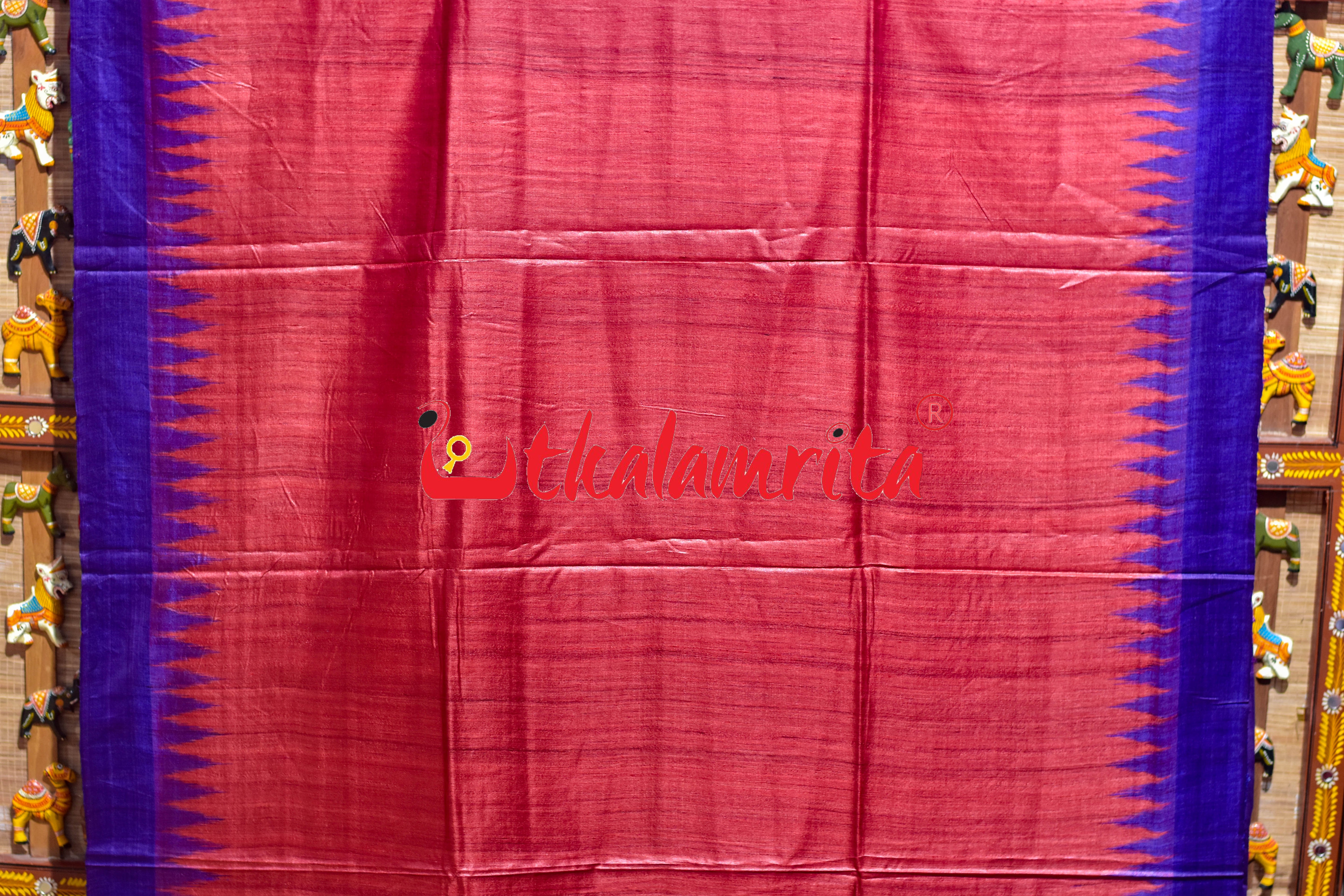 Red Blue Gopalpur Tussar Silk Saree
