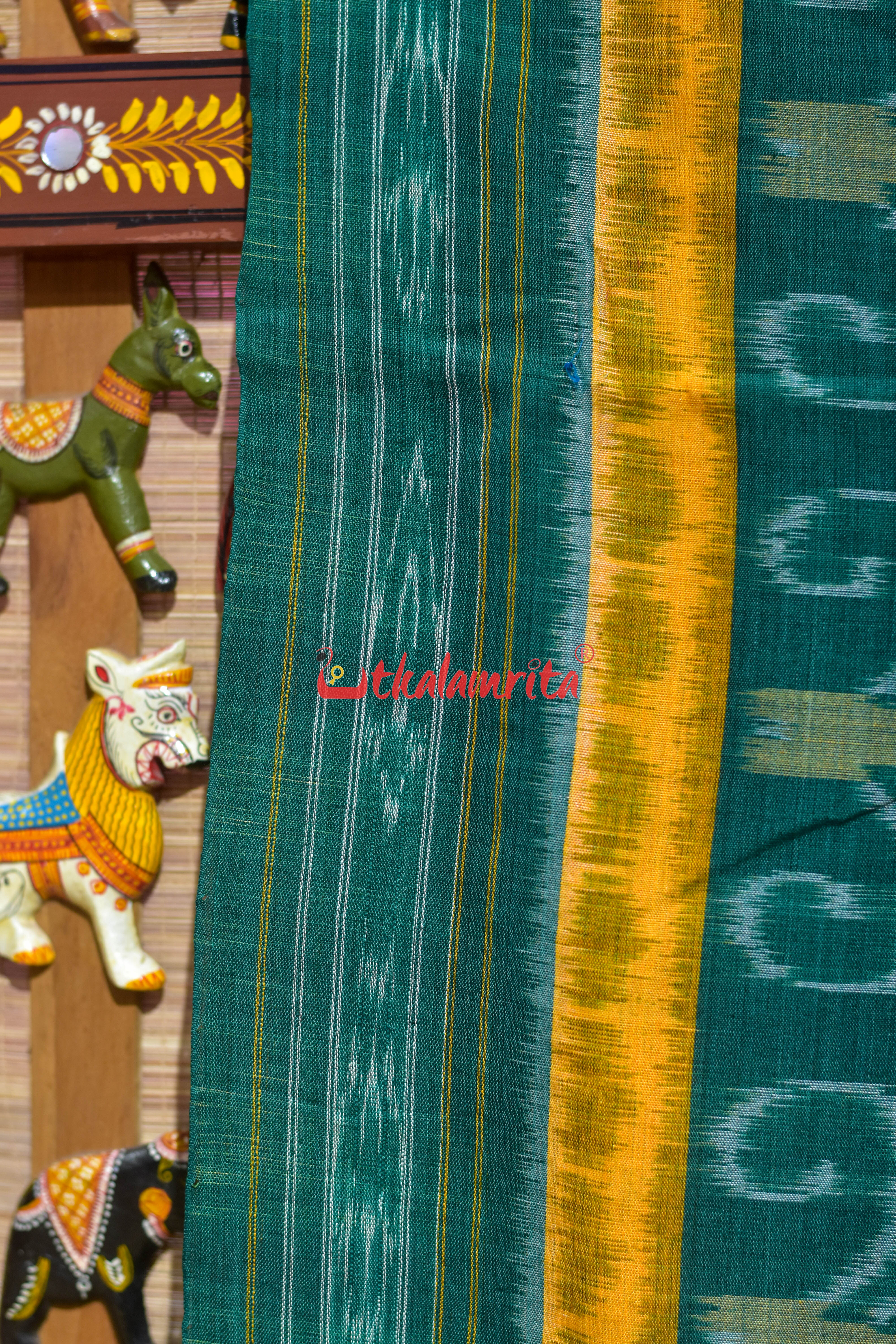 Hycco Yellow Green Khandua Cotton Saree
