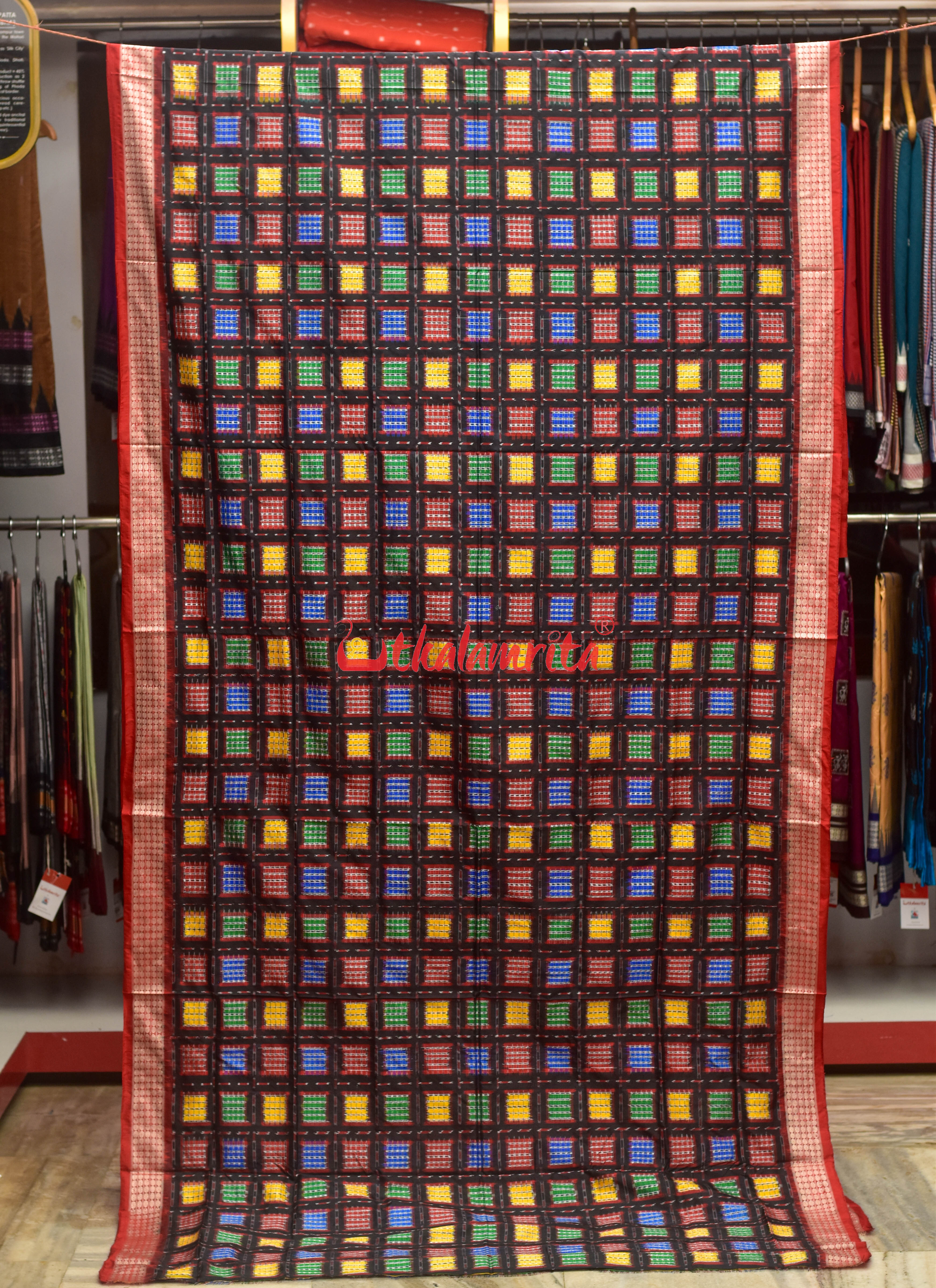 Black Mini Aswini Sambalpuri Silk Saree