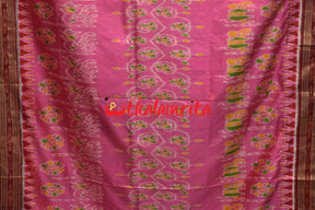 Pink Maroon Elephant Khandua Silk Saree