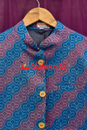 4D Blue Maroon Sambalpuri Cotton (Modi Jacket)