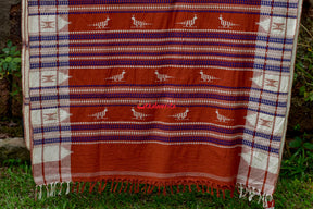 Rust White Kotpad Saree