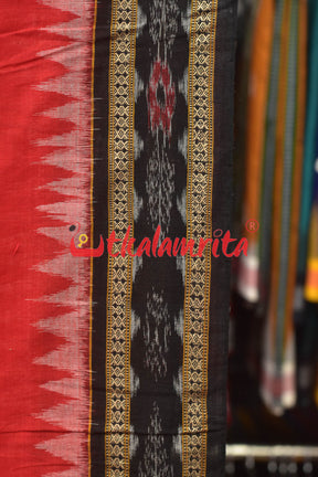 Pasapali Tribal Black Red Sambalpuri Cotton Dress Set