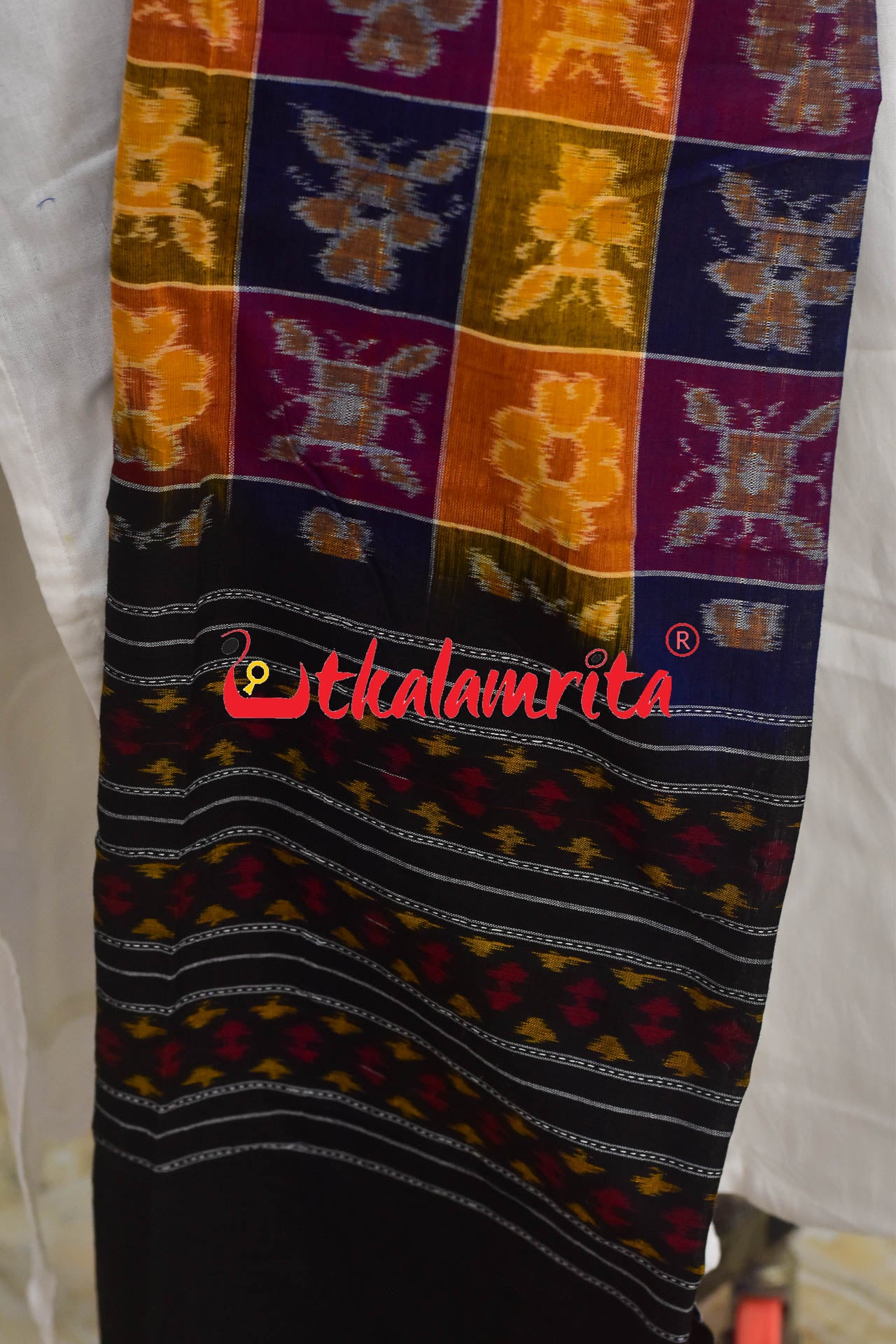 Yellow Blue Utkala Laxmi Bandha Border (Dupatta)