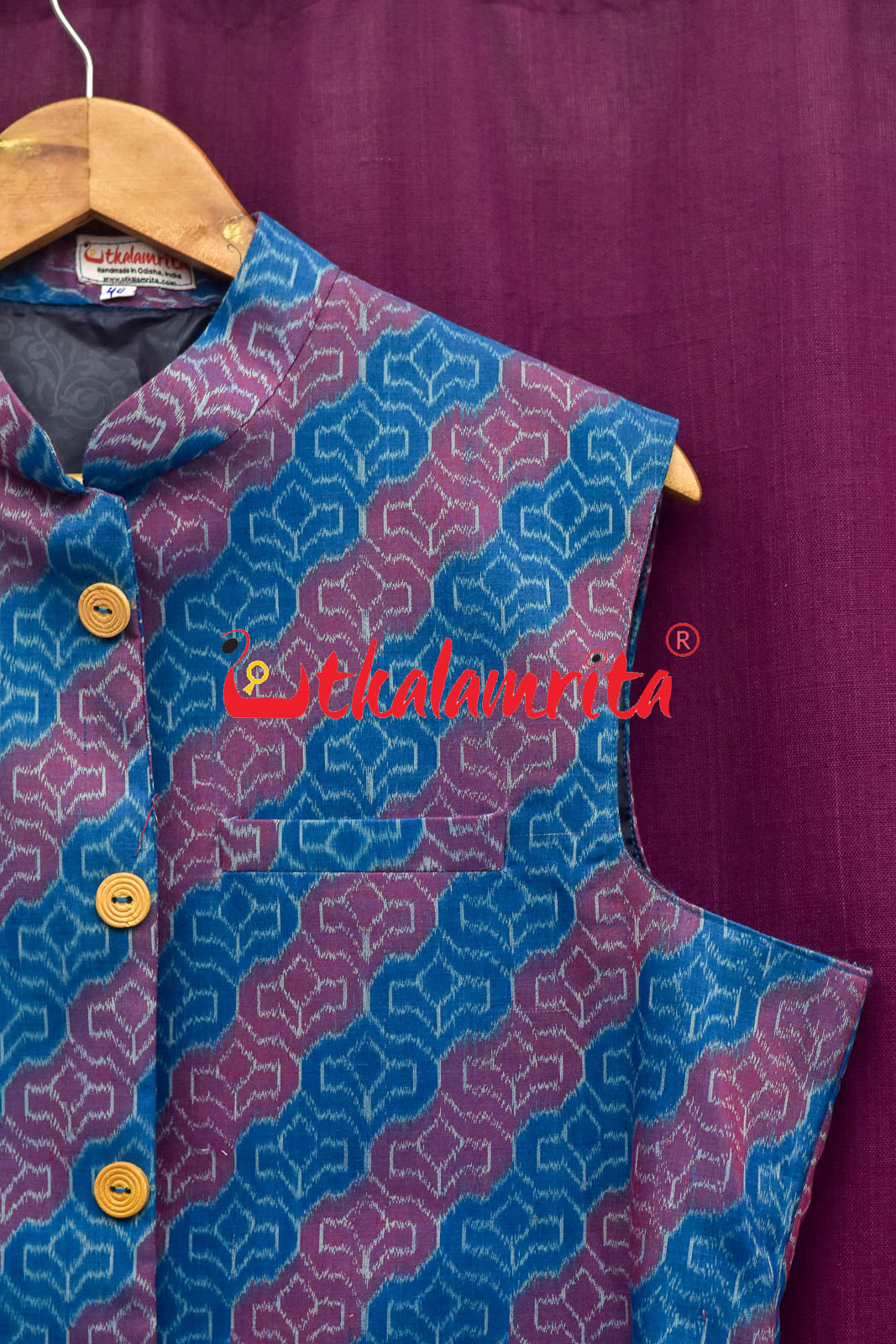 4D Blue Maroon Sambalpuri Cotton (Modi Jacket)