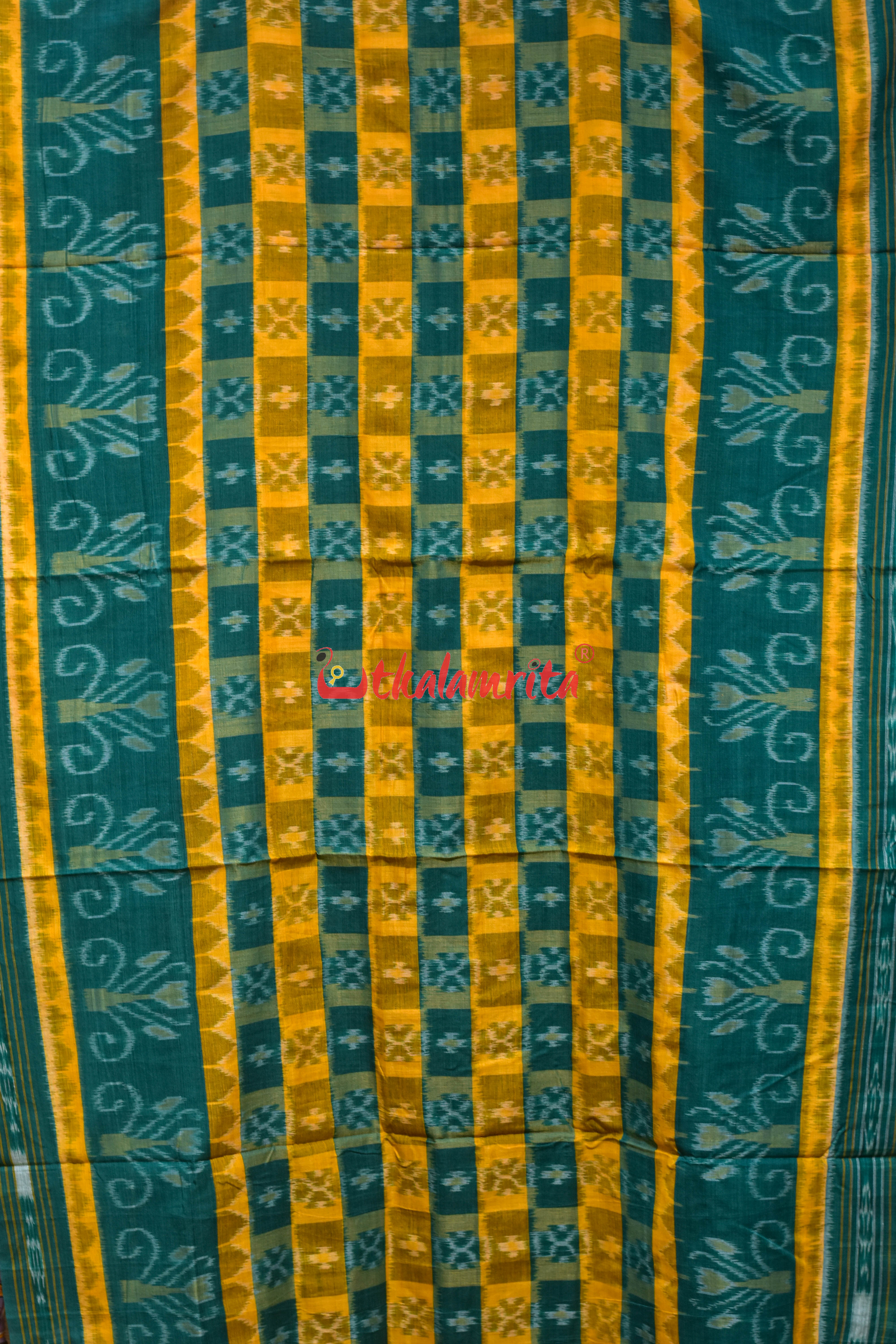 Hycco Yellow Green Khandua Cotton Saree