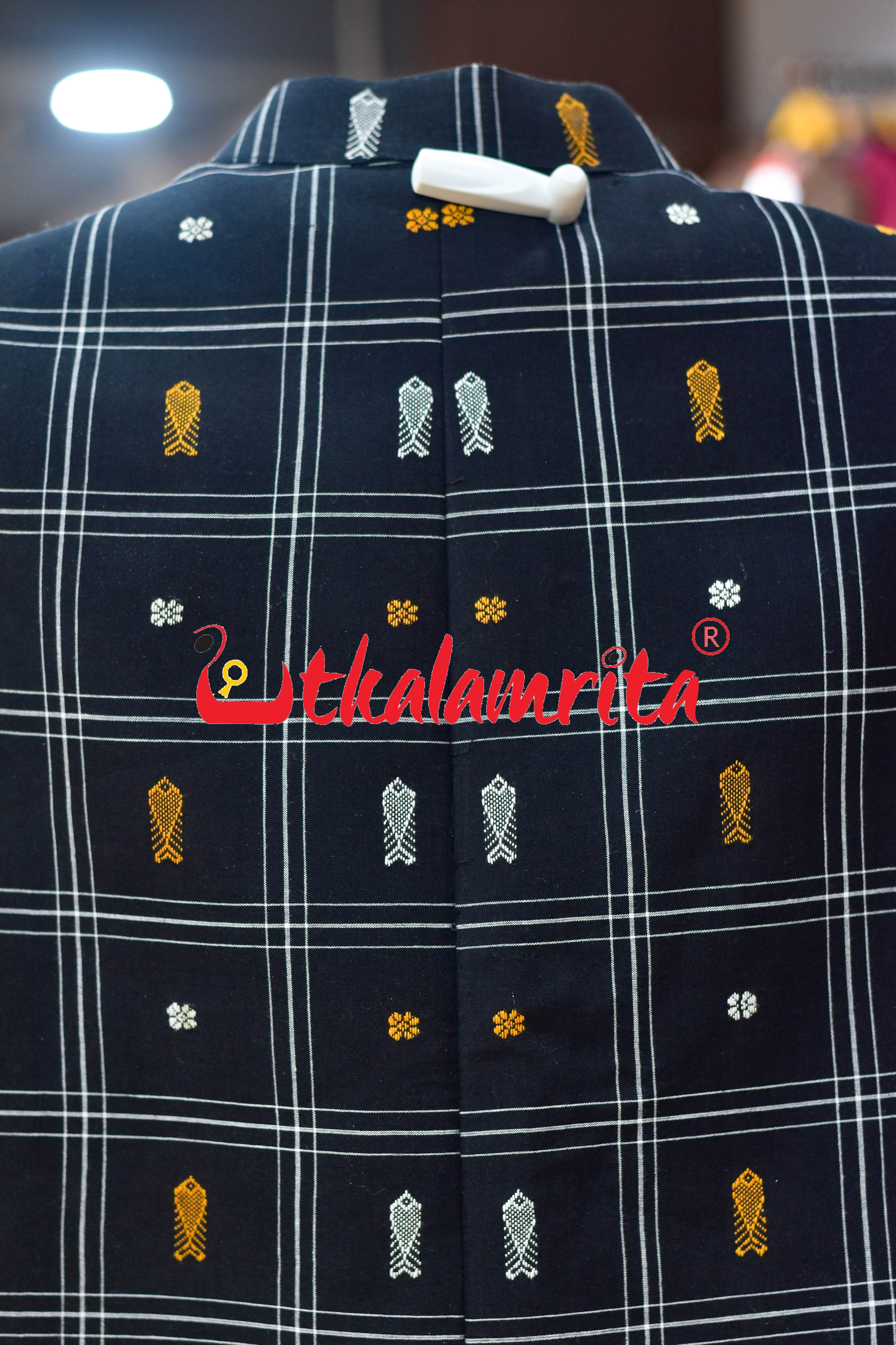 Black White Lines Fish Buti (Modi Jacket)