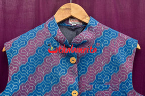 4D Blue Maroon Sambalpuri Cotton (Modi Jacket)