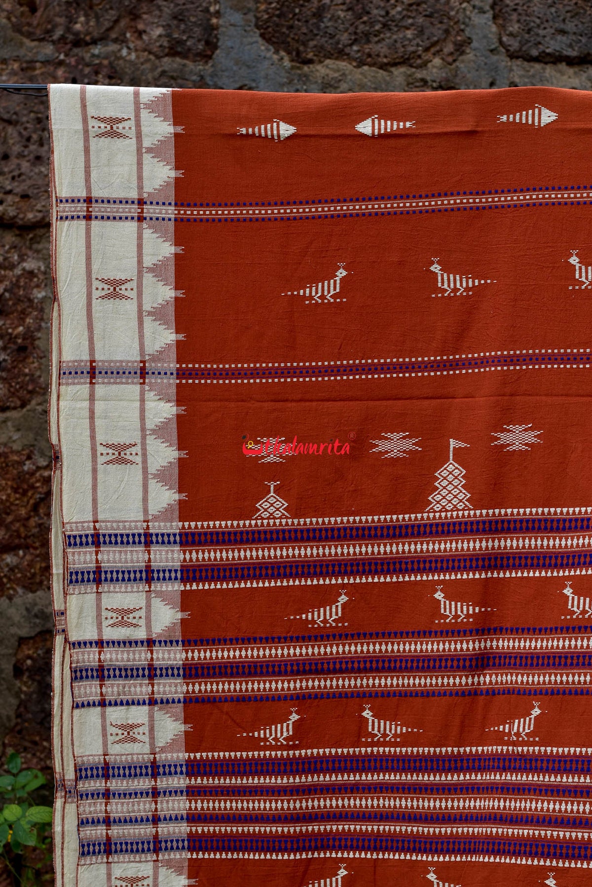 Rust White Kotpad Saree