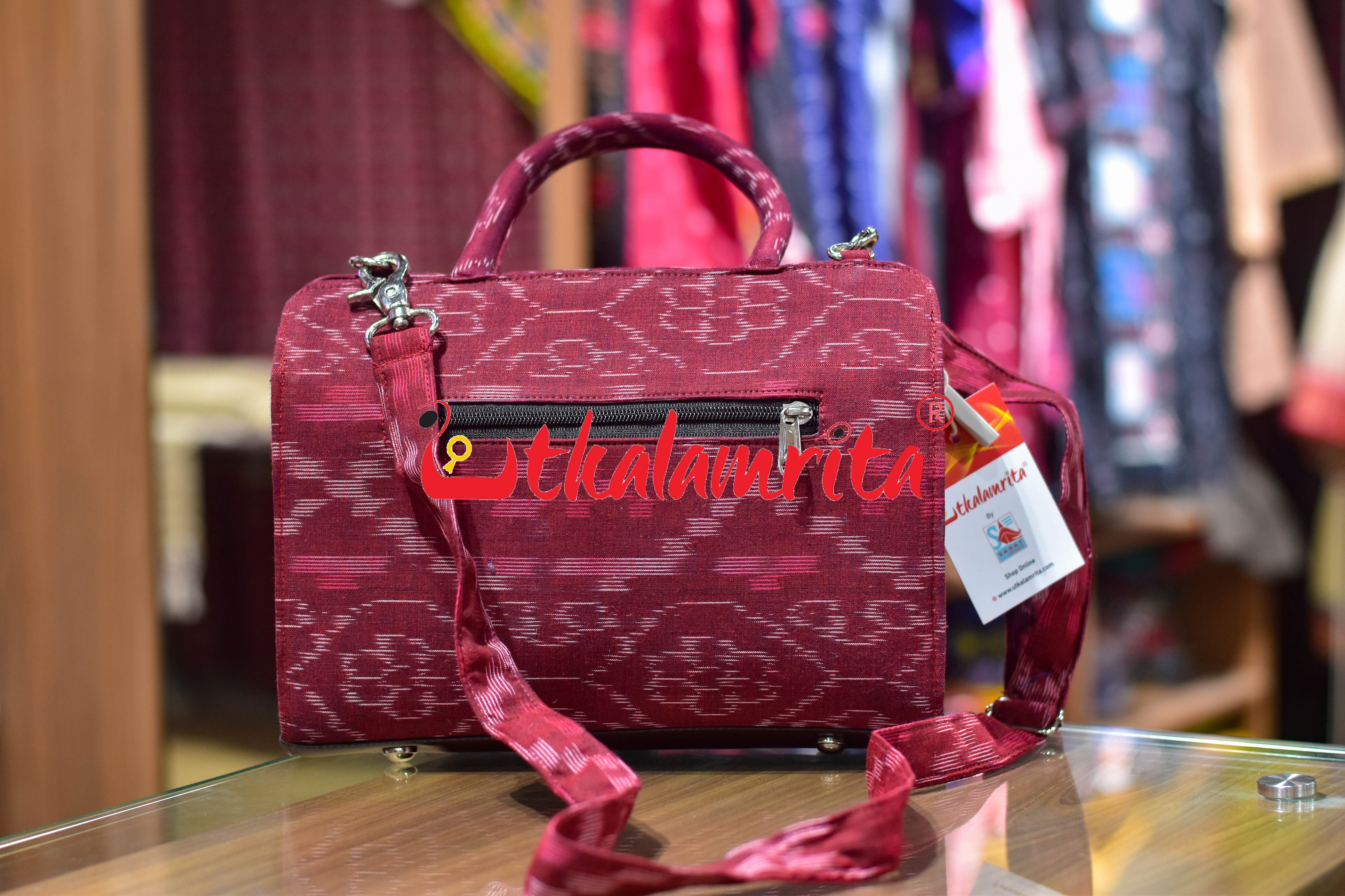 Maroon Tetris Medium Vanity Bag