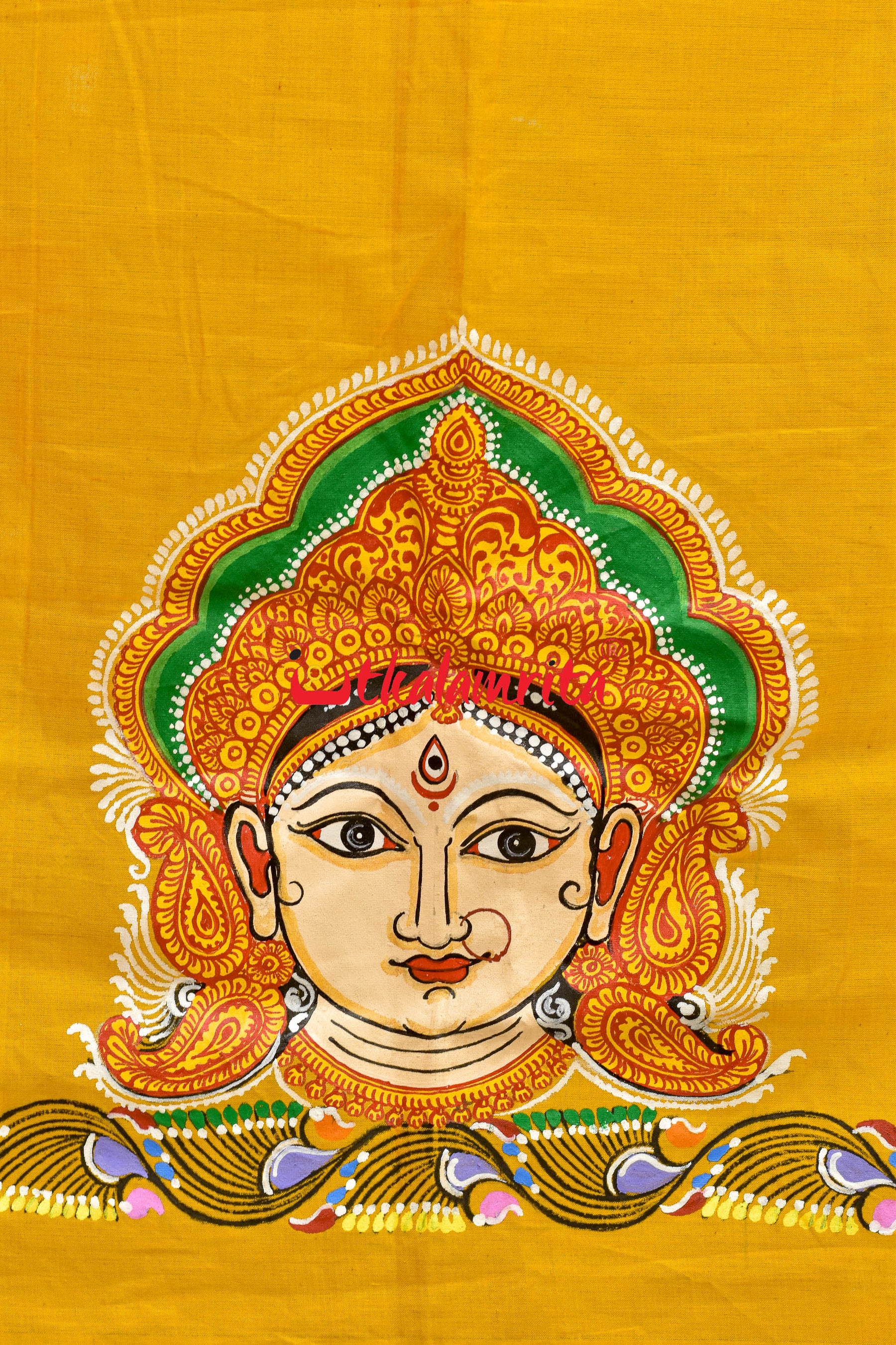 Mustard Durga Pattachitra (Blouse Piece)