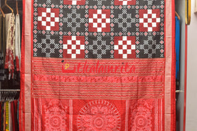 Black Red Pasapali Sambalpuri Silk Saree