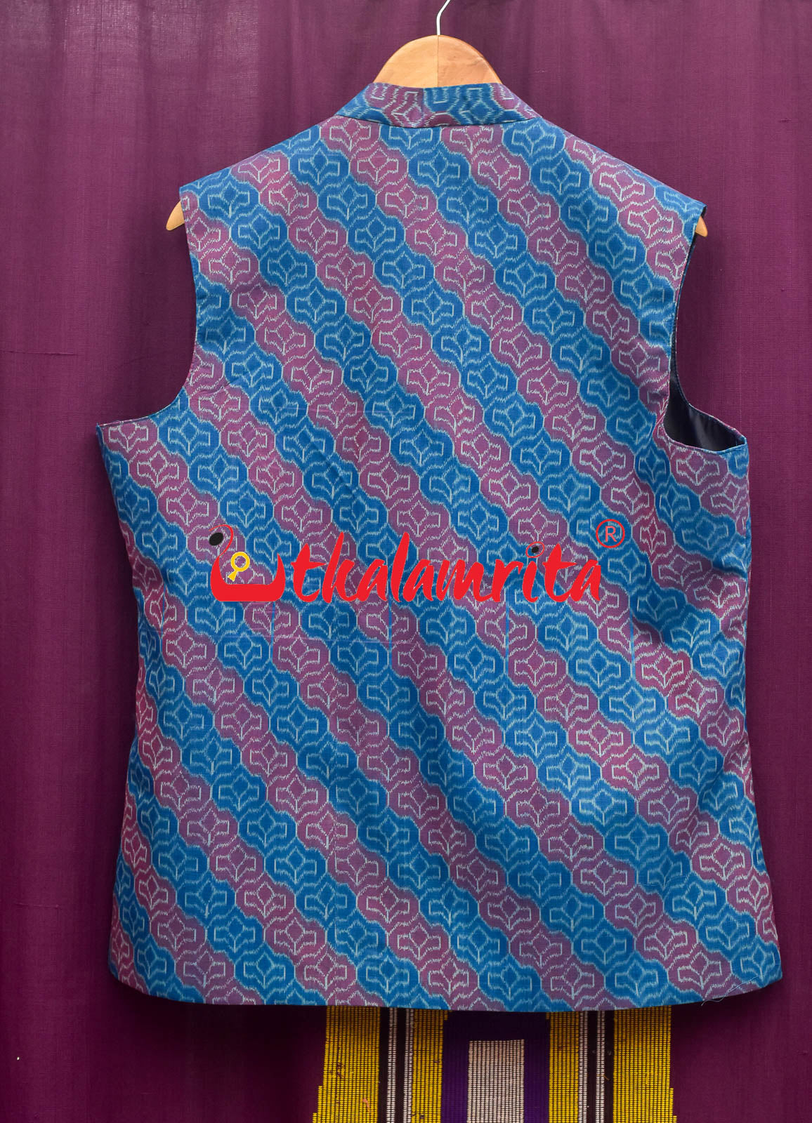 4D Blue Maroon Sambalpuri Cotton (Modi Jacket)