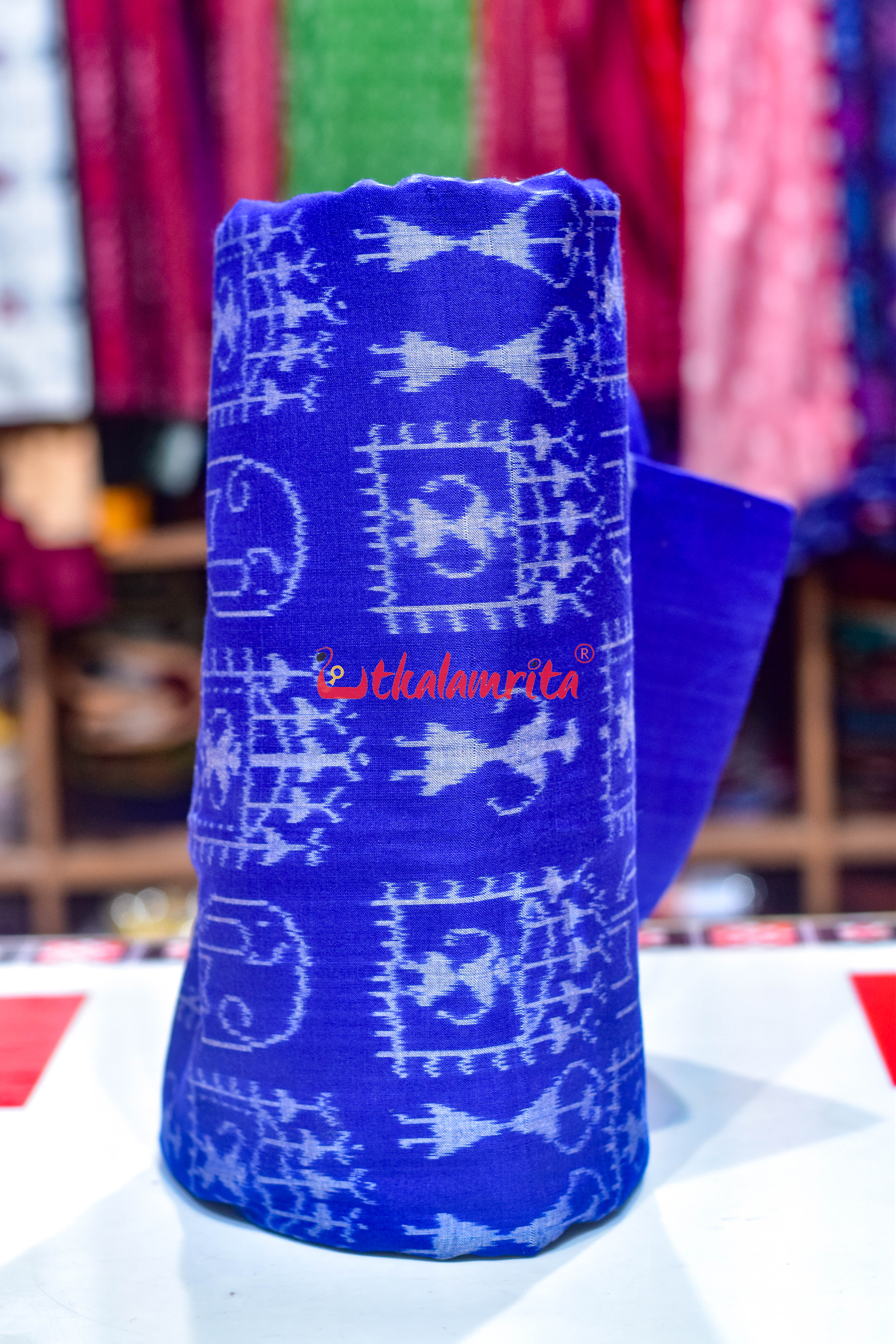 Blue Elephant Tribals Sambalpuri Cotton (Fabric)