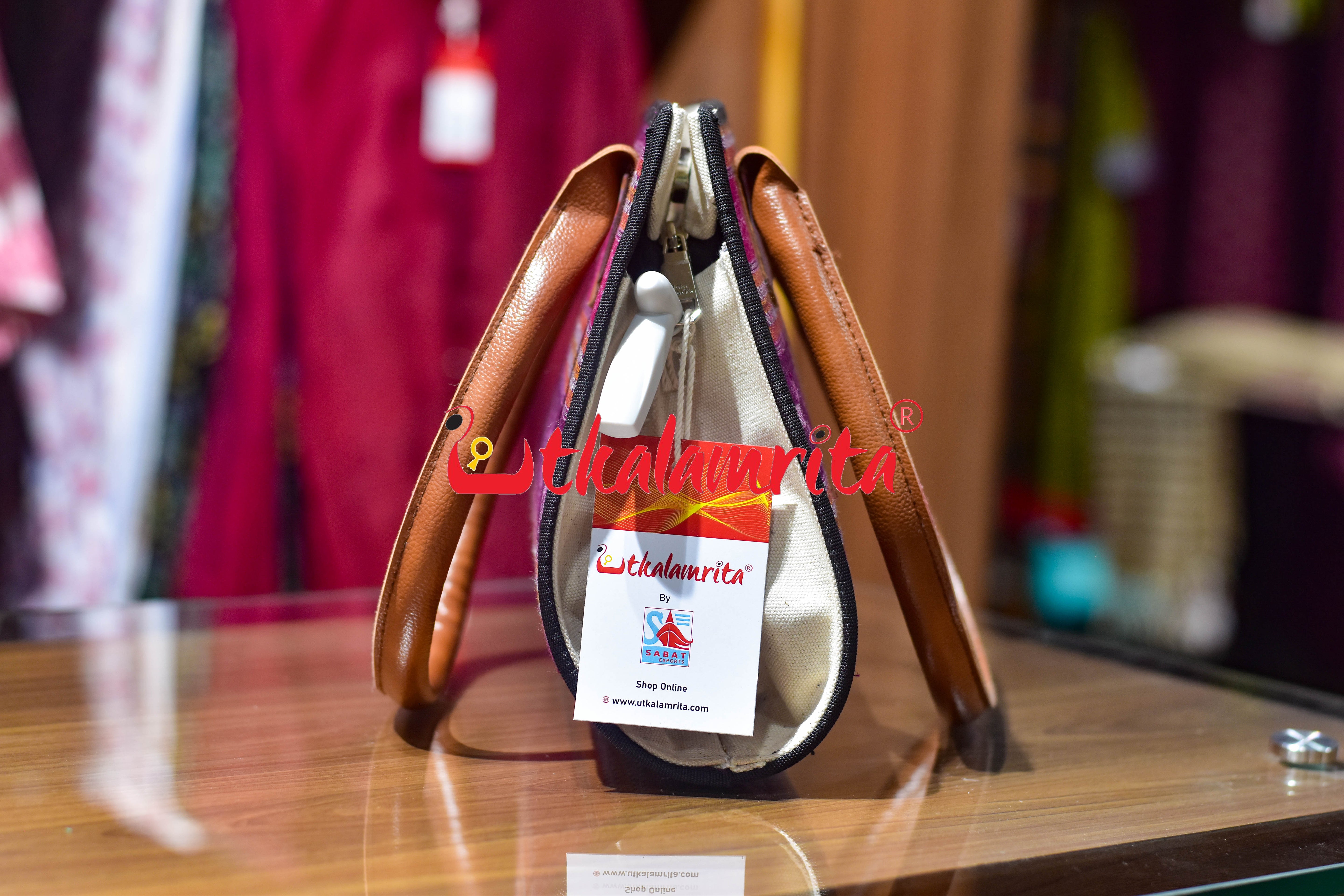 Purple Pasapali Lines Trapezium Vanity Bag