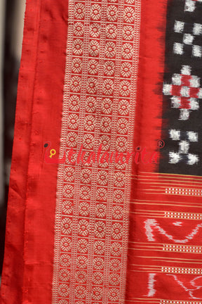 Black Red Pasapali Sambalpuri Silk Saree