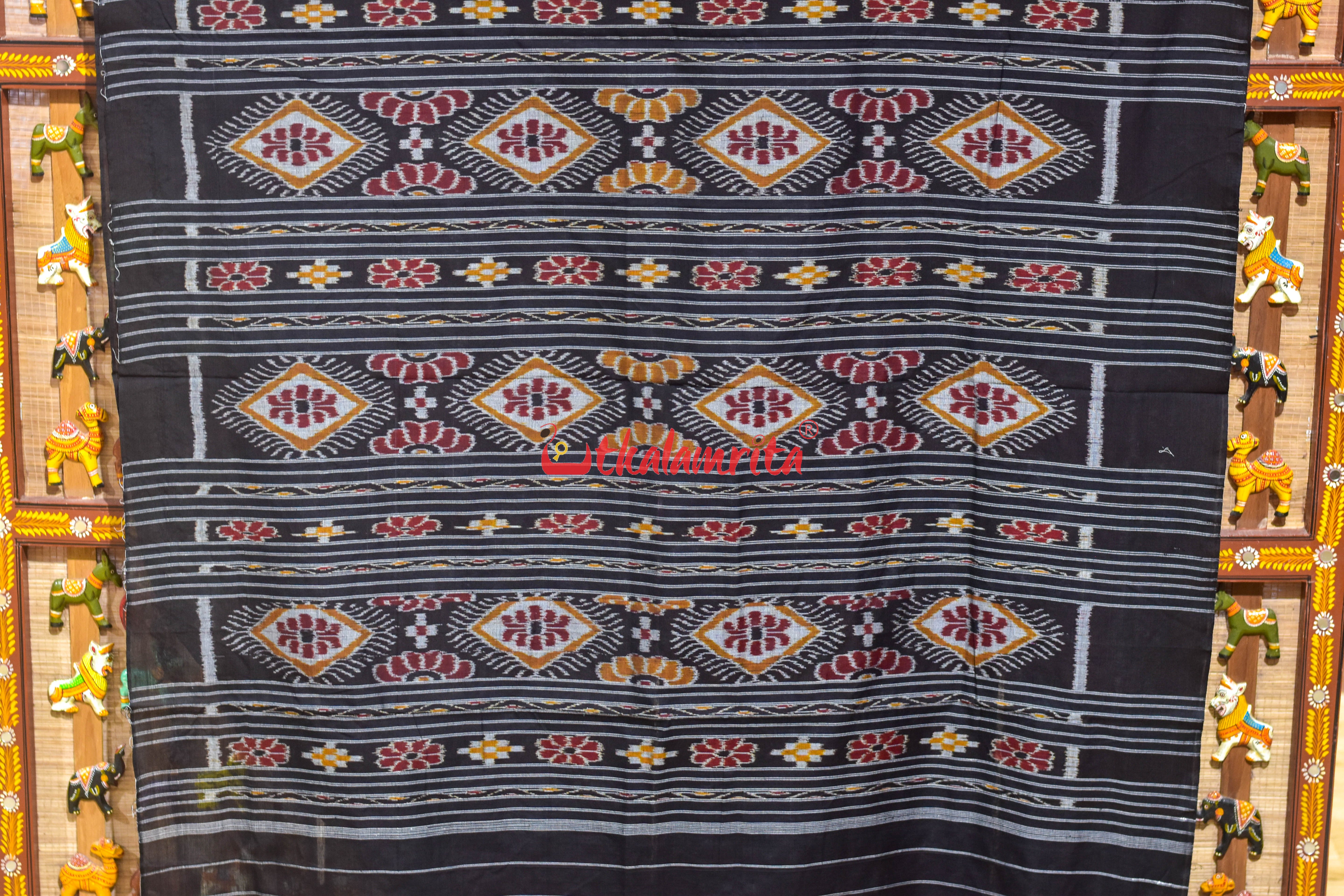 Maroon Body Bandha Border Pasapali Khandua Cotton Saree