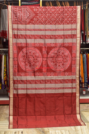 Maroon Home Tribals Sambalpuri Silk Saree