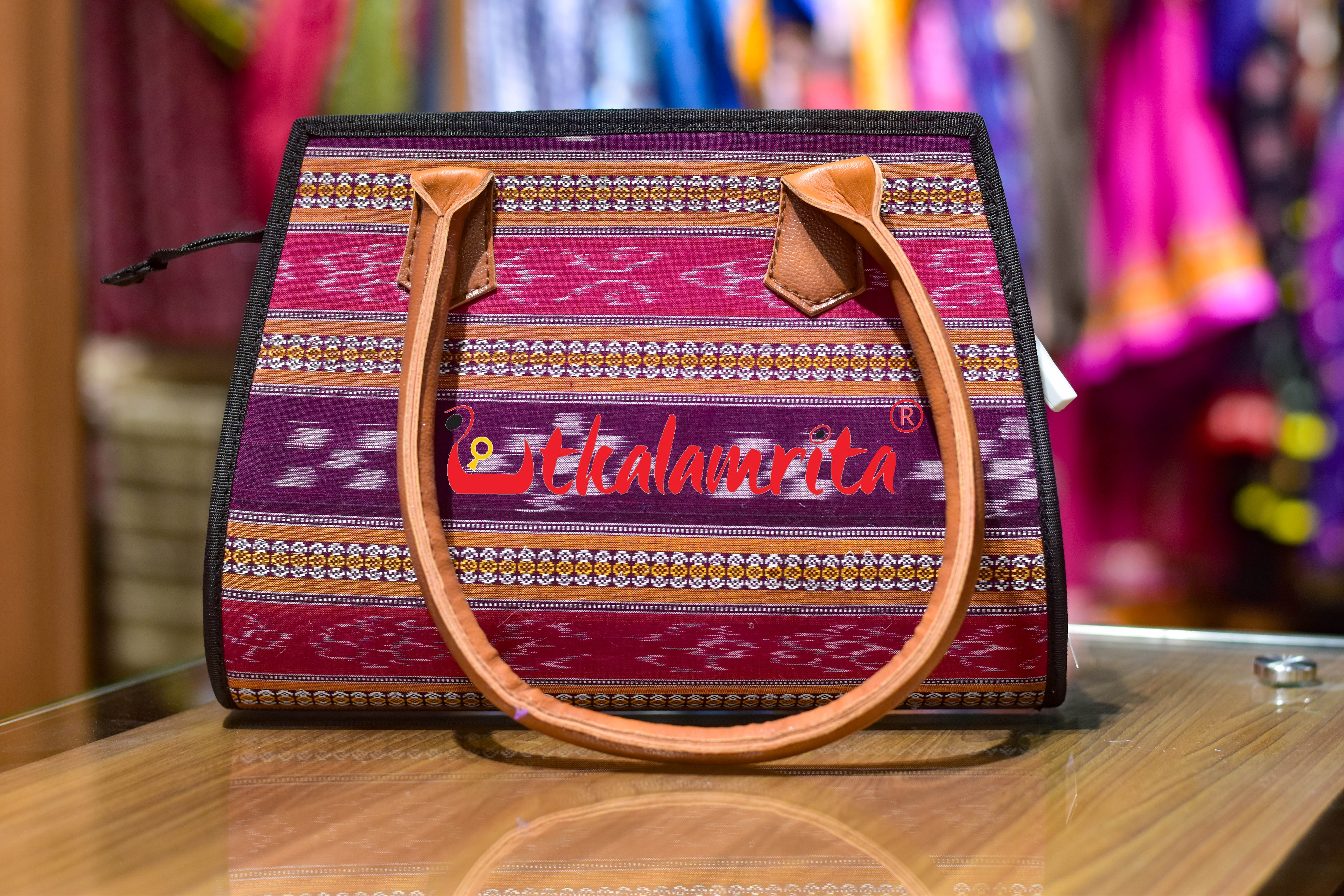 Purple Pasapali Lines Trapezium Vanity Bag