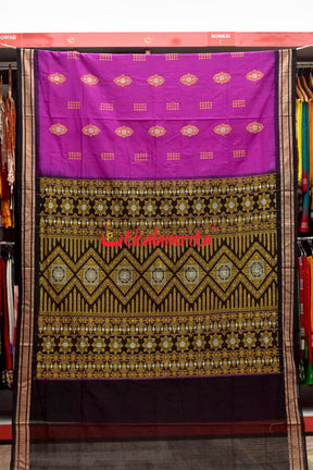 Lavender Bomkai Cotton Saree