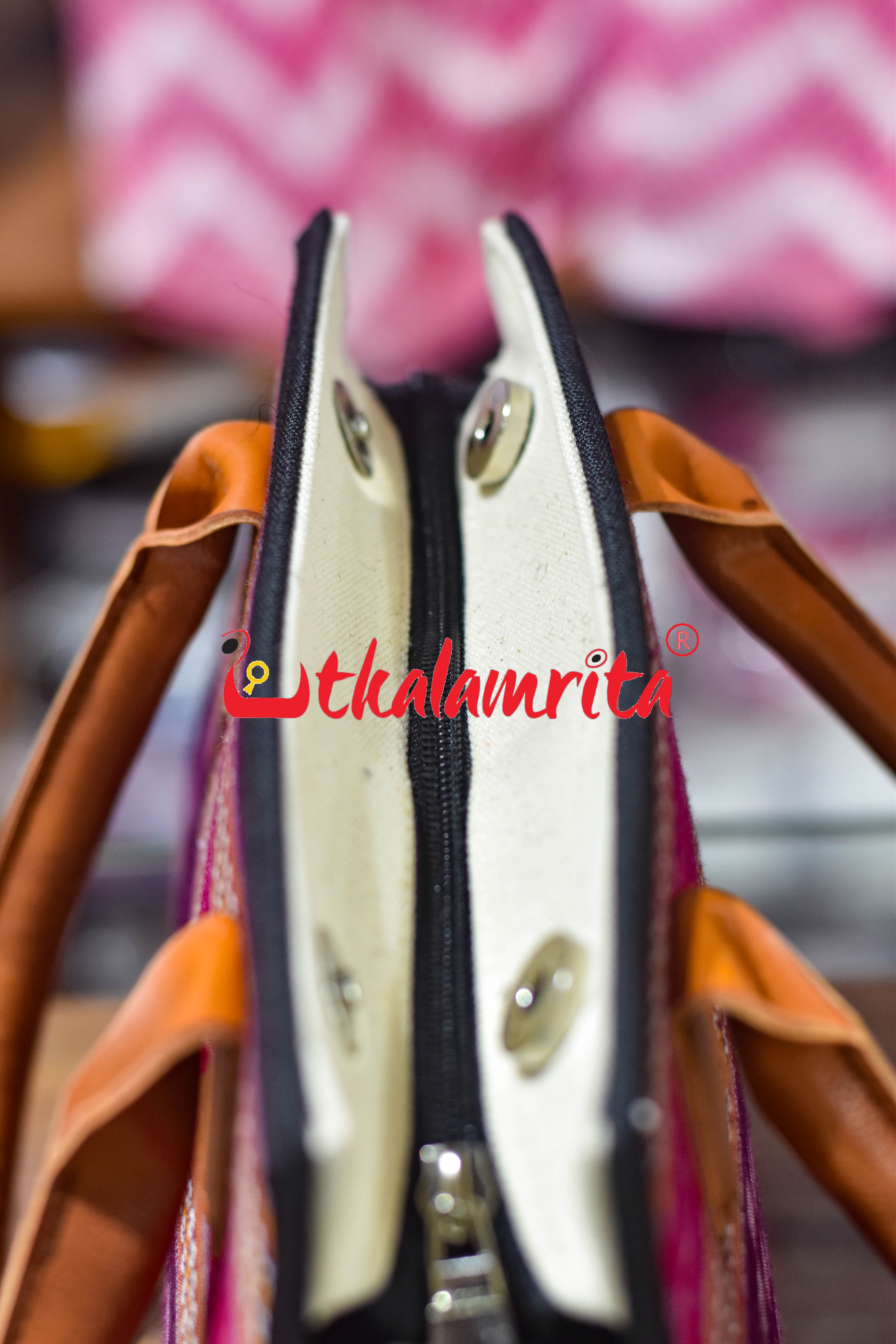 Purple Pasapali Lines Trapezium Vanity Bag