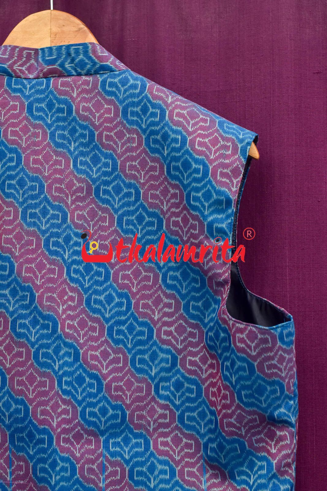 4D Blue Maroon Sambalpuri Cotton (Modi Jacket)