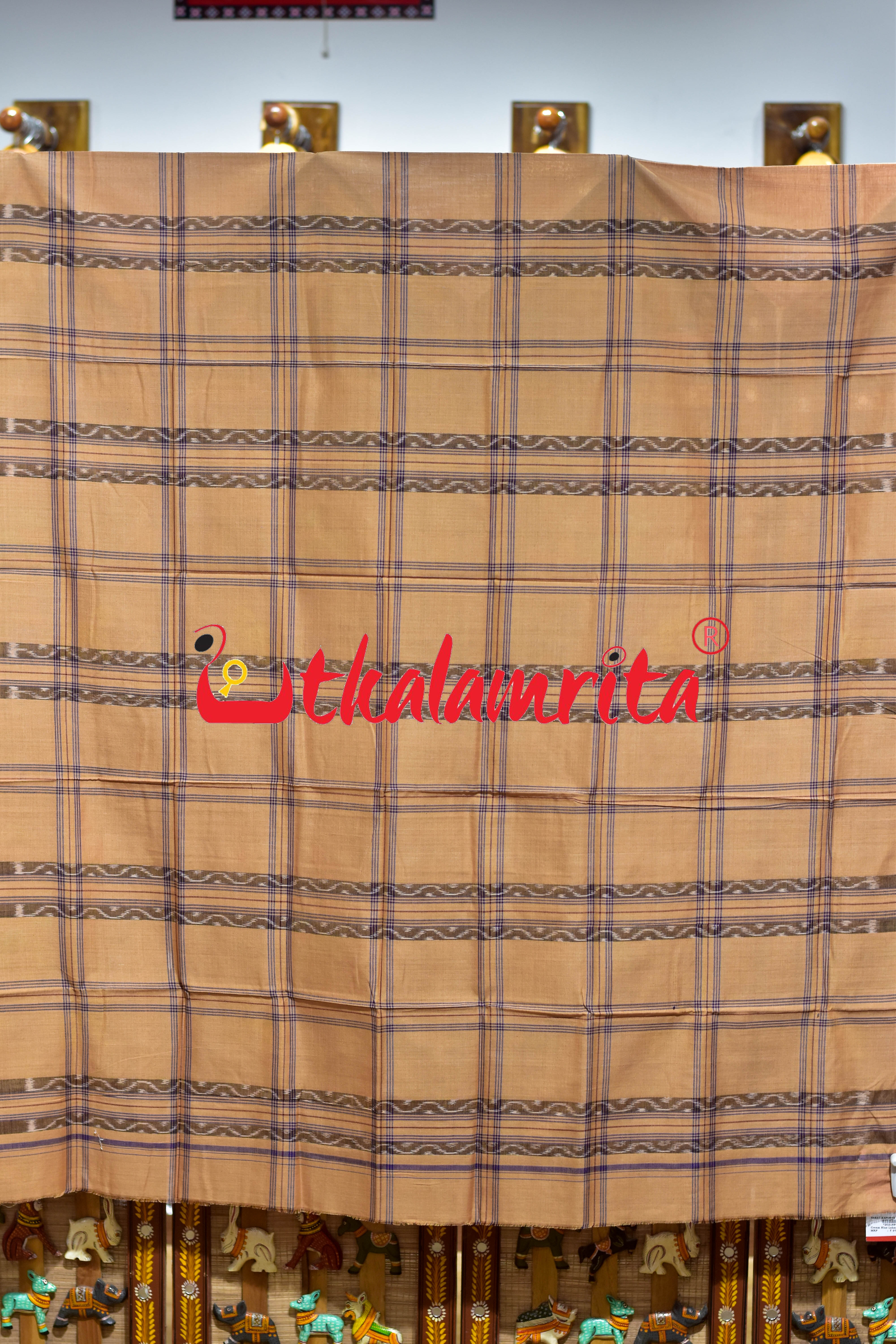 Cream Blue Lahari (Lungi)