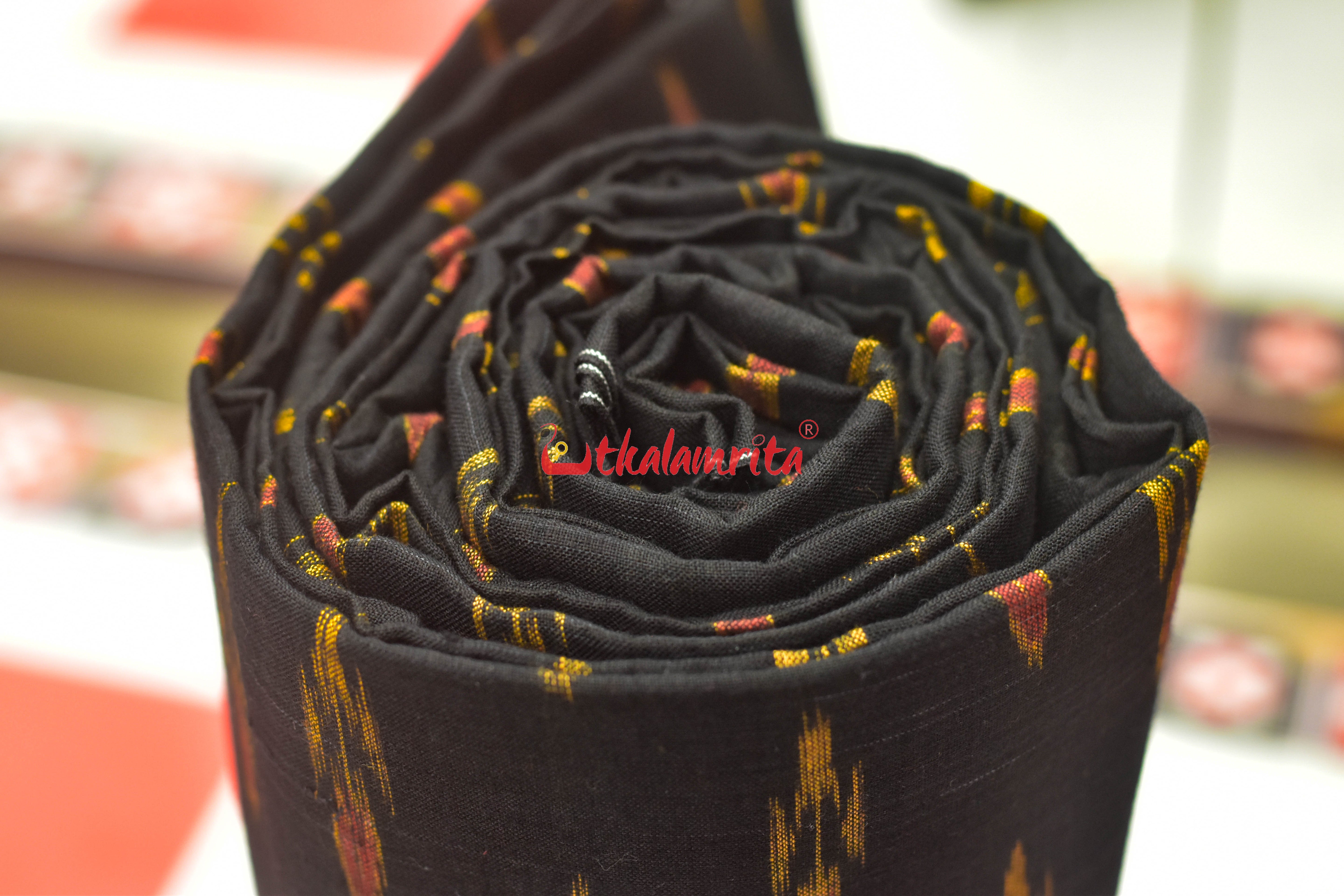 Black with Yellow Kadha (Fabric)