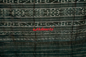 Off White Green Check Daali Scot Khandua Cotton Saree
