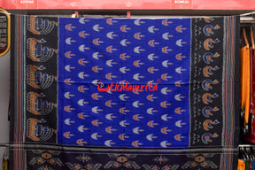 Deep Blue Boita & Ducks Khandua Cotton Saree